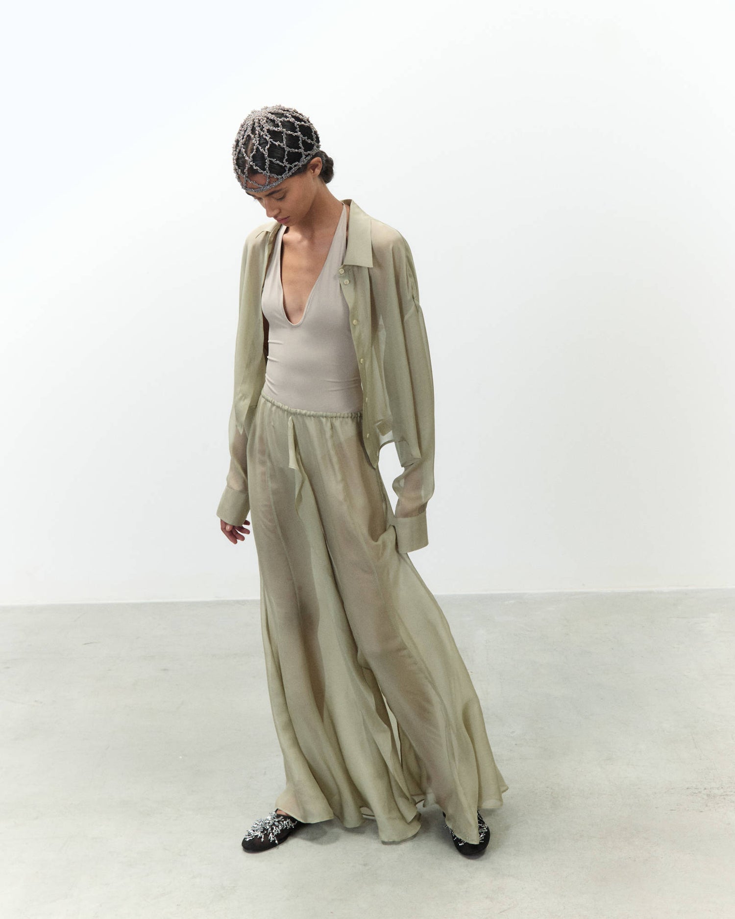 MAXI GONNA CHIFFON VOLANT