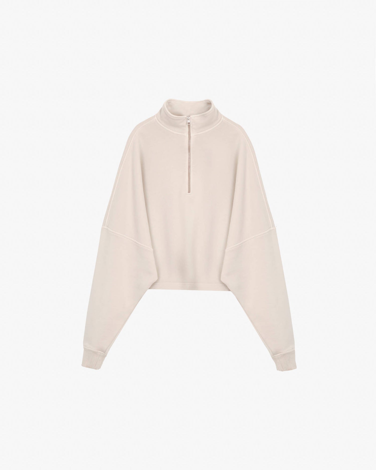CROPPED SWEATSHIRT WITH EMBROIDERY Sand