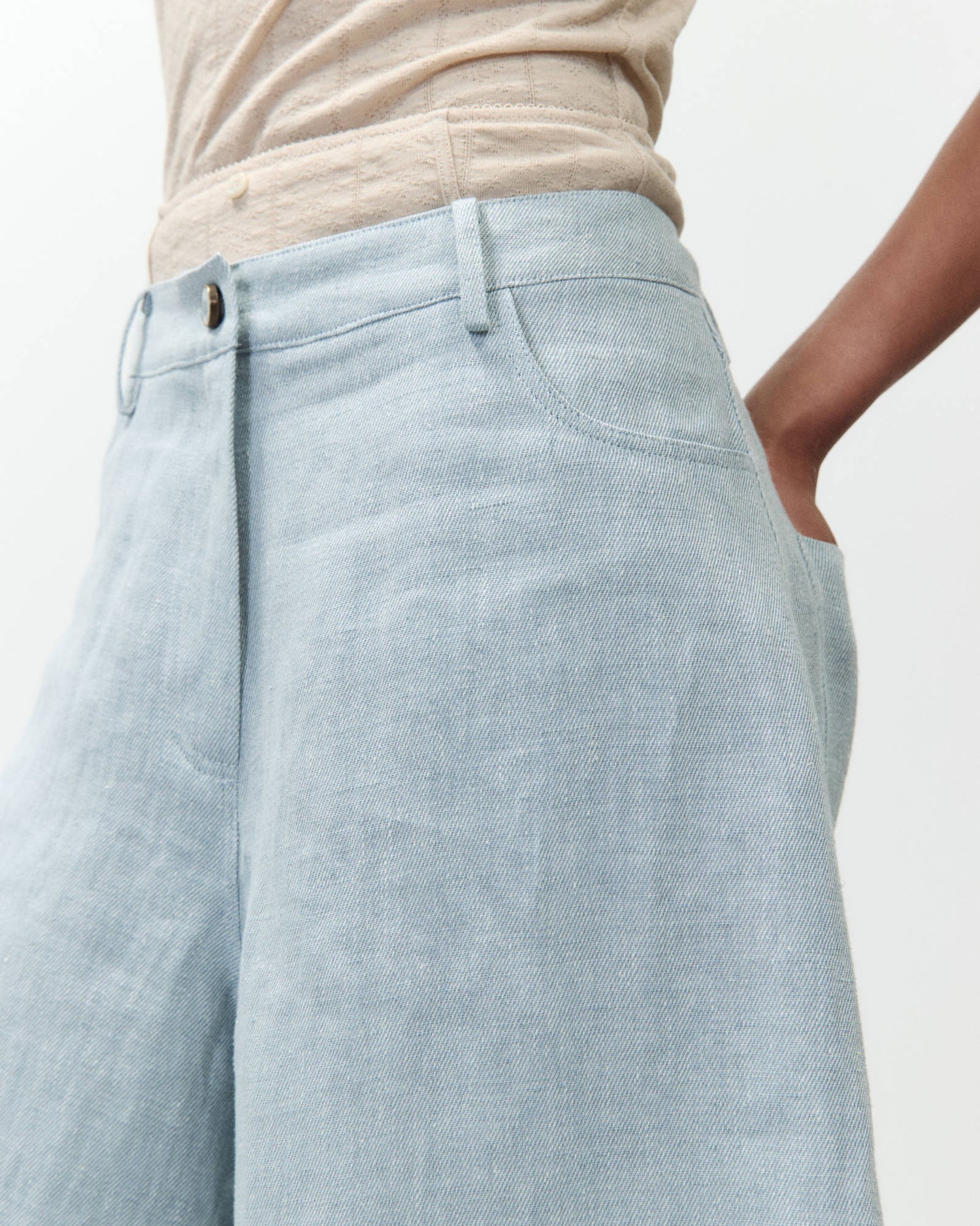 LONG LINEN BERMUDA SHORTS