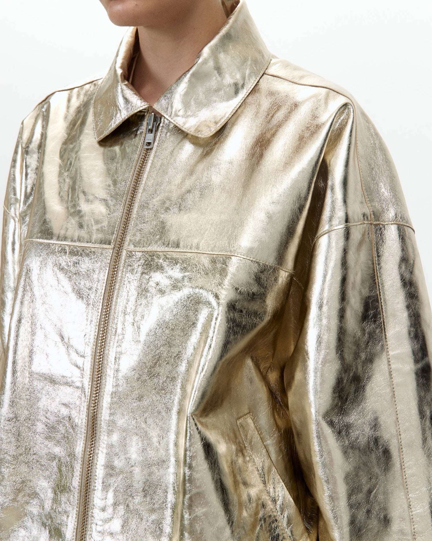 SHINY LEATHER BOMBER
