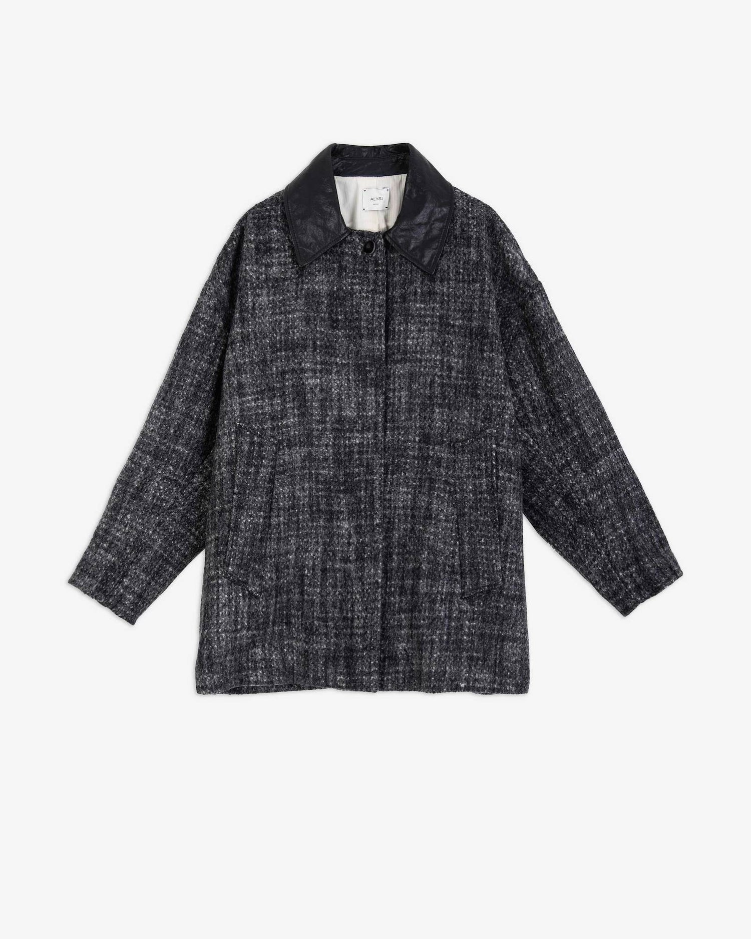 TWEED COAT WITH LEATHER