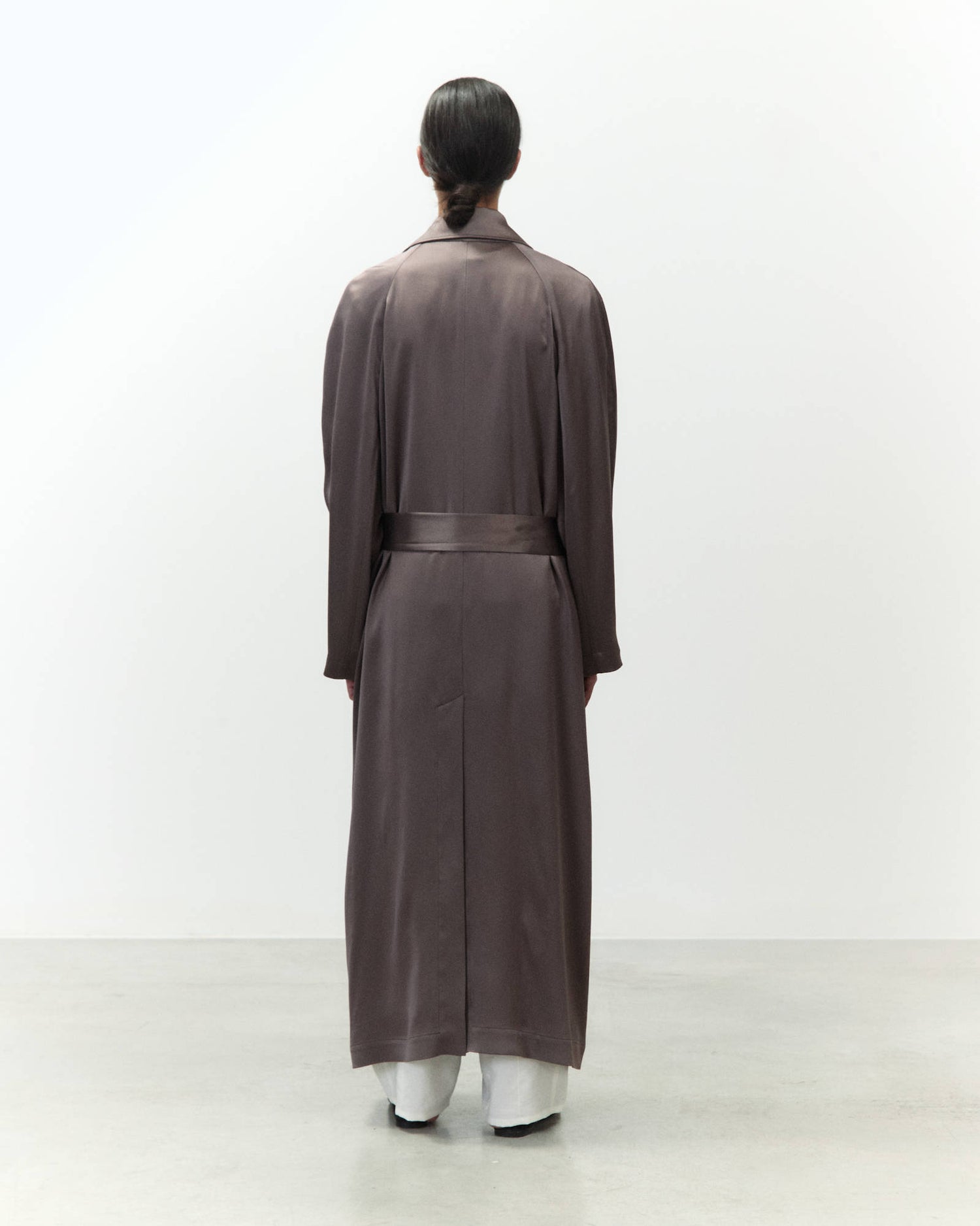 LONG SATIN TRENCH COAT