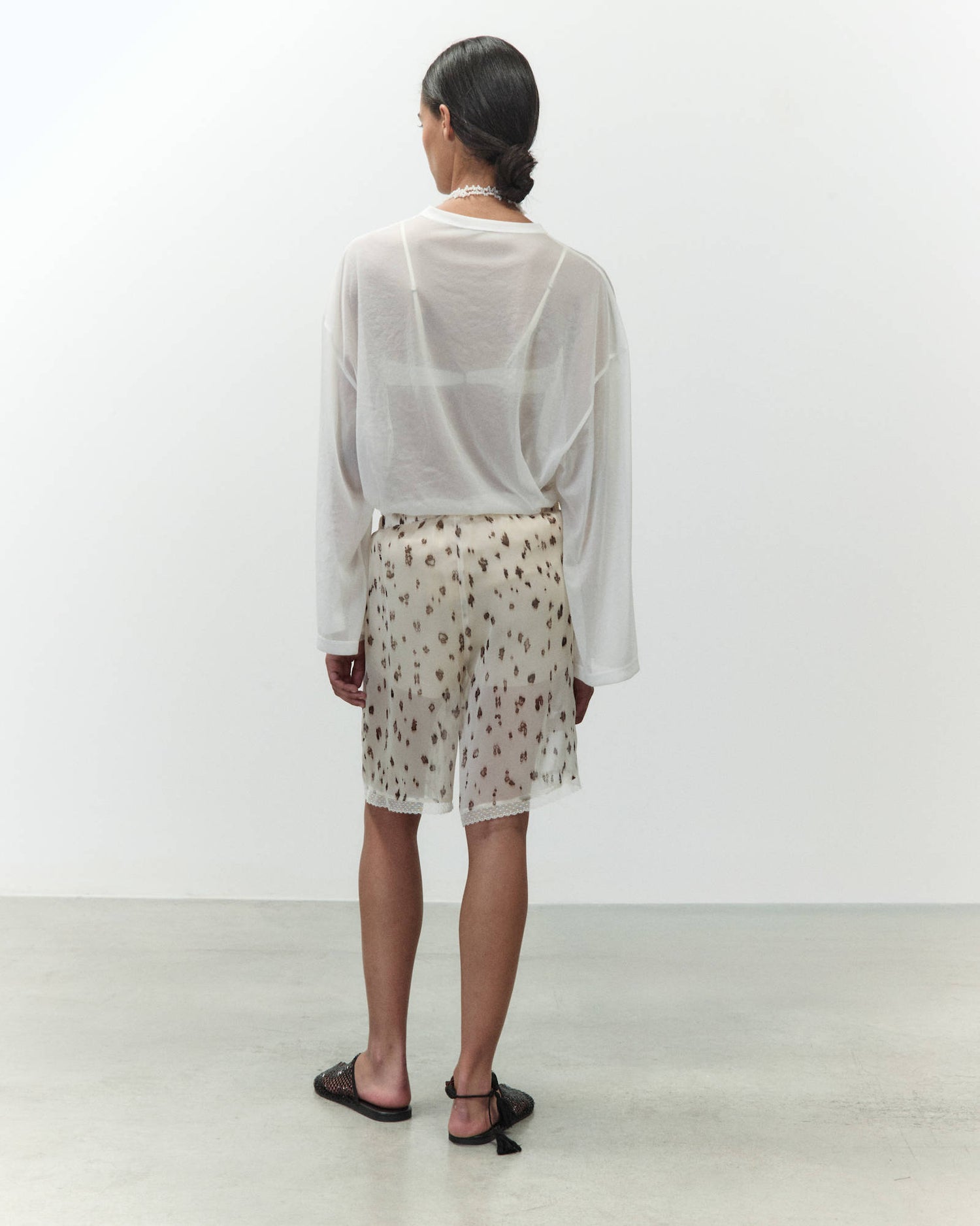 PRINTED CHIFFON BERMUDA SHORTS