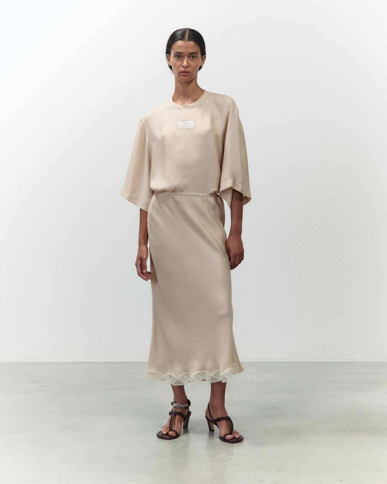 TWILL SKIRT WITH LACE
