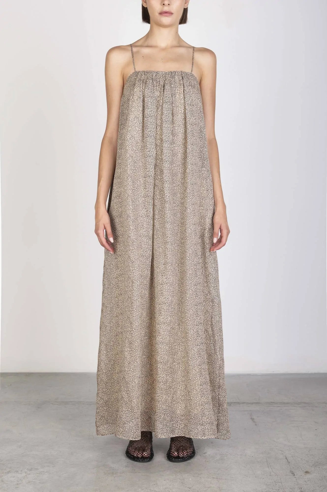 POLKA DOT RAMIE LONG DRESS