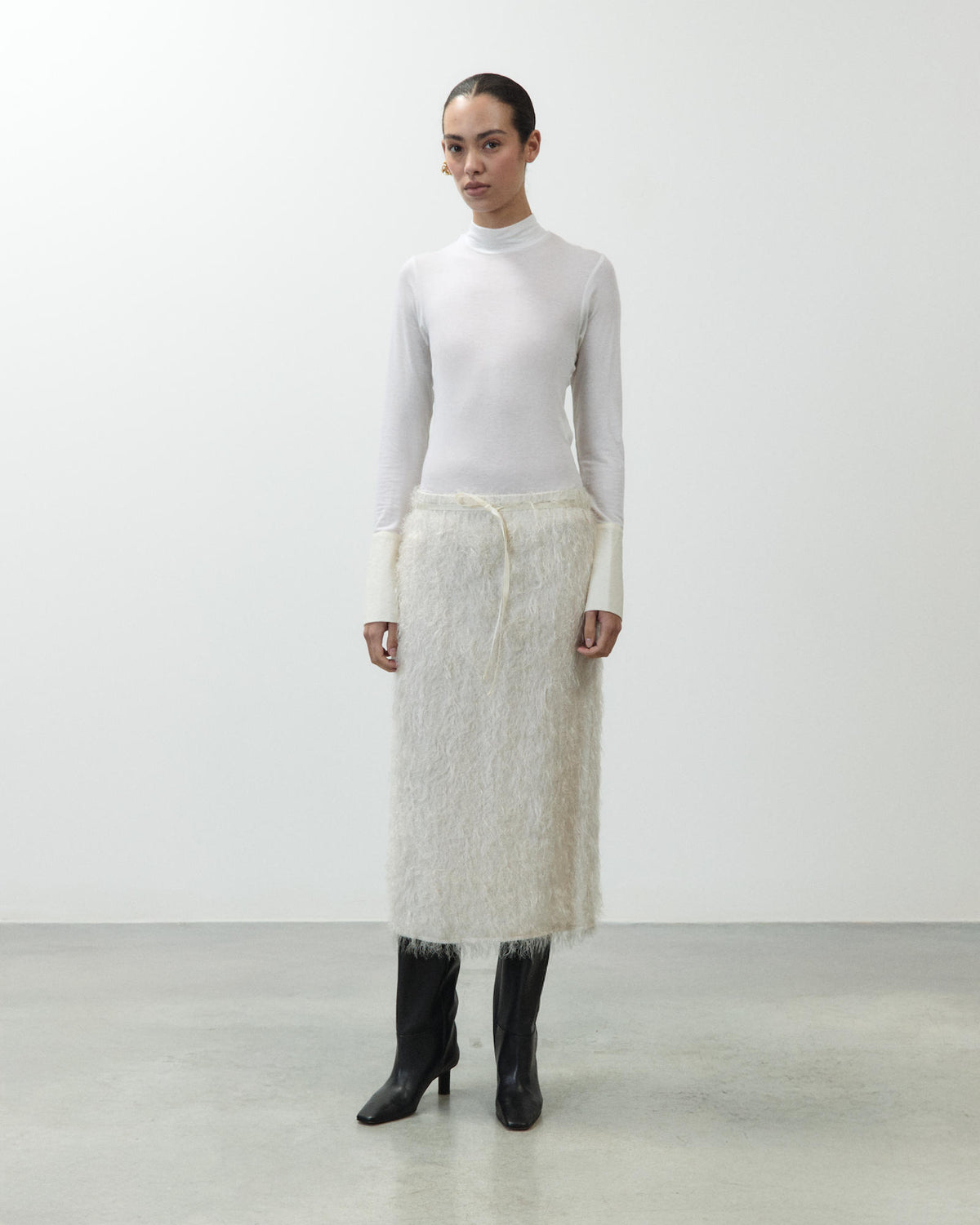 FRINGED MIDI SKIRT