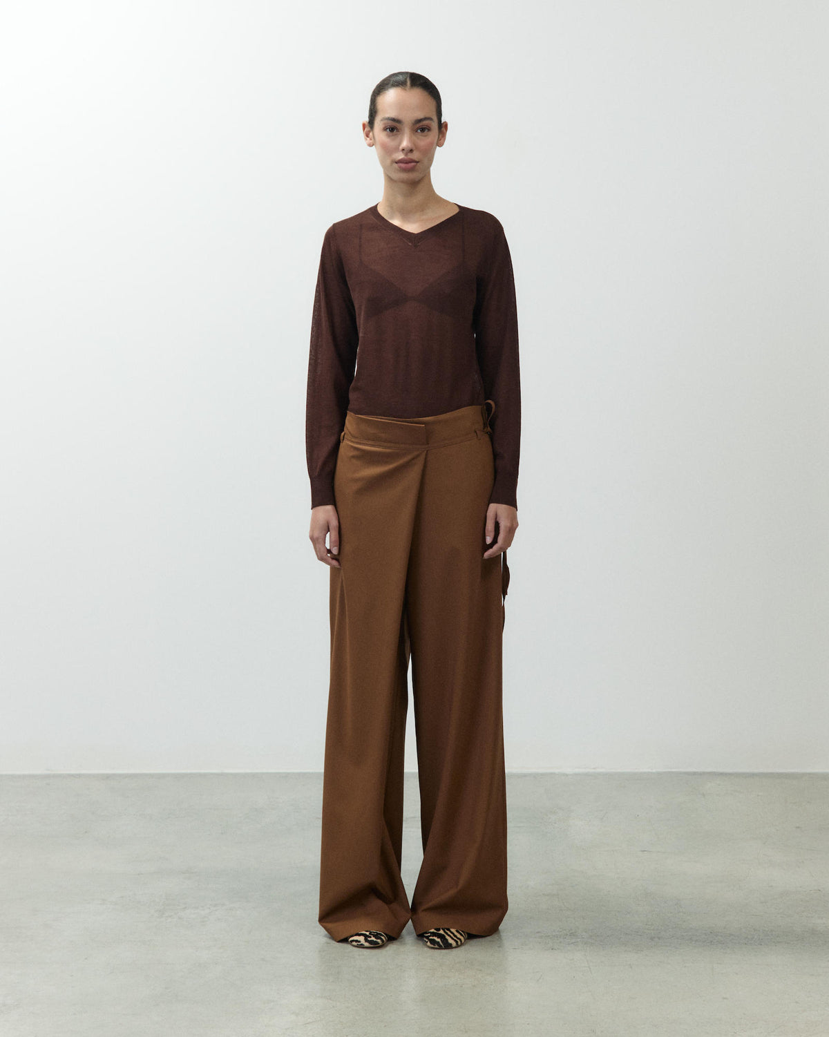 WRAP-AROUND WOOL TROUSERS