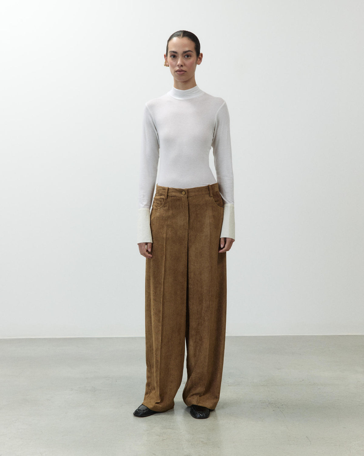 VELVET WIDE LEG TROUSERS
