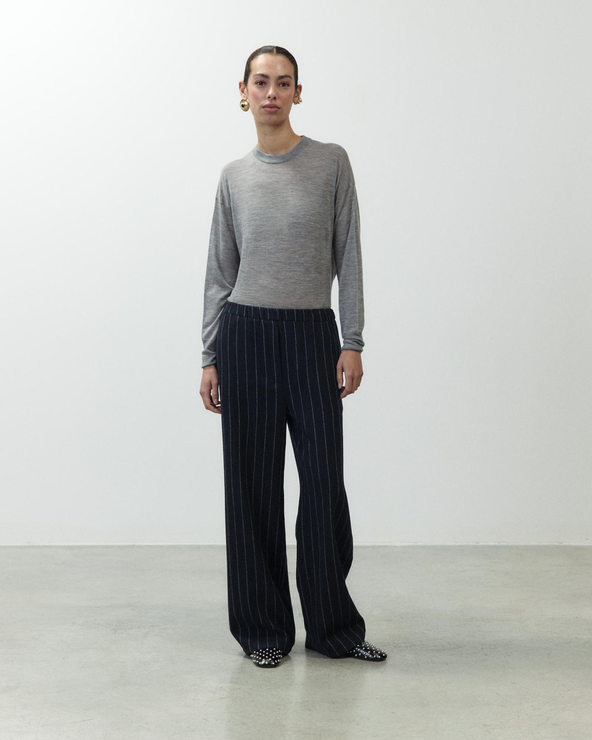 PINSTRIPED WOOL TROUSERS