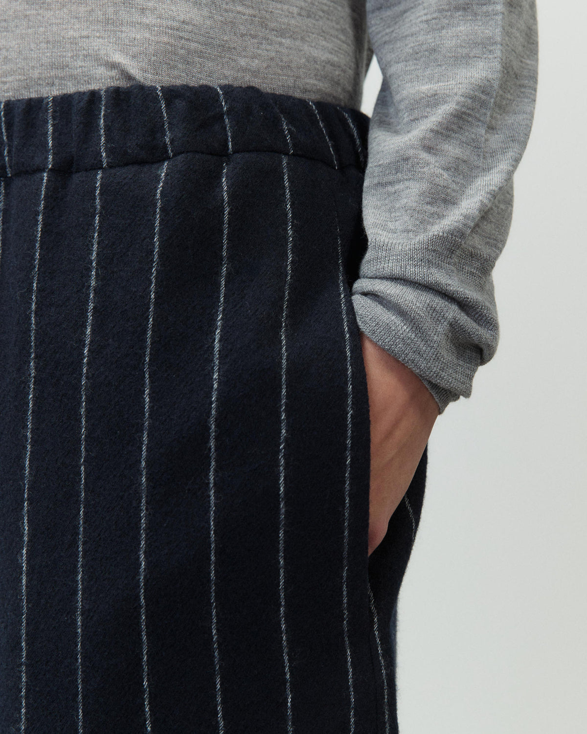 PINSTRIPED WOOL TROUSERS