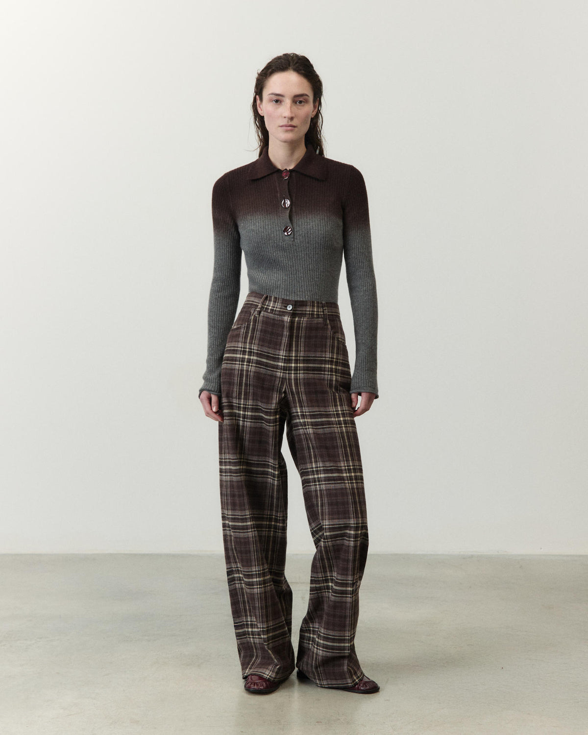 PANTALONE WIDE LEG A QUADRI