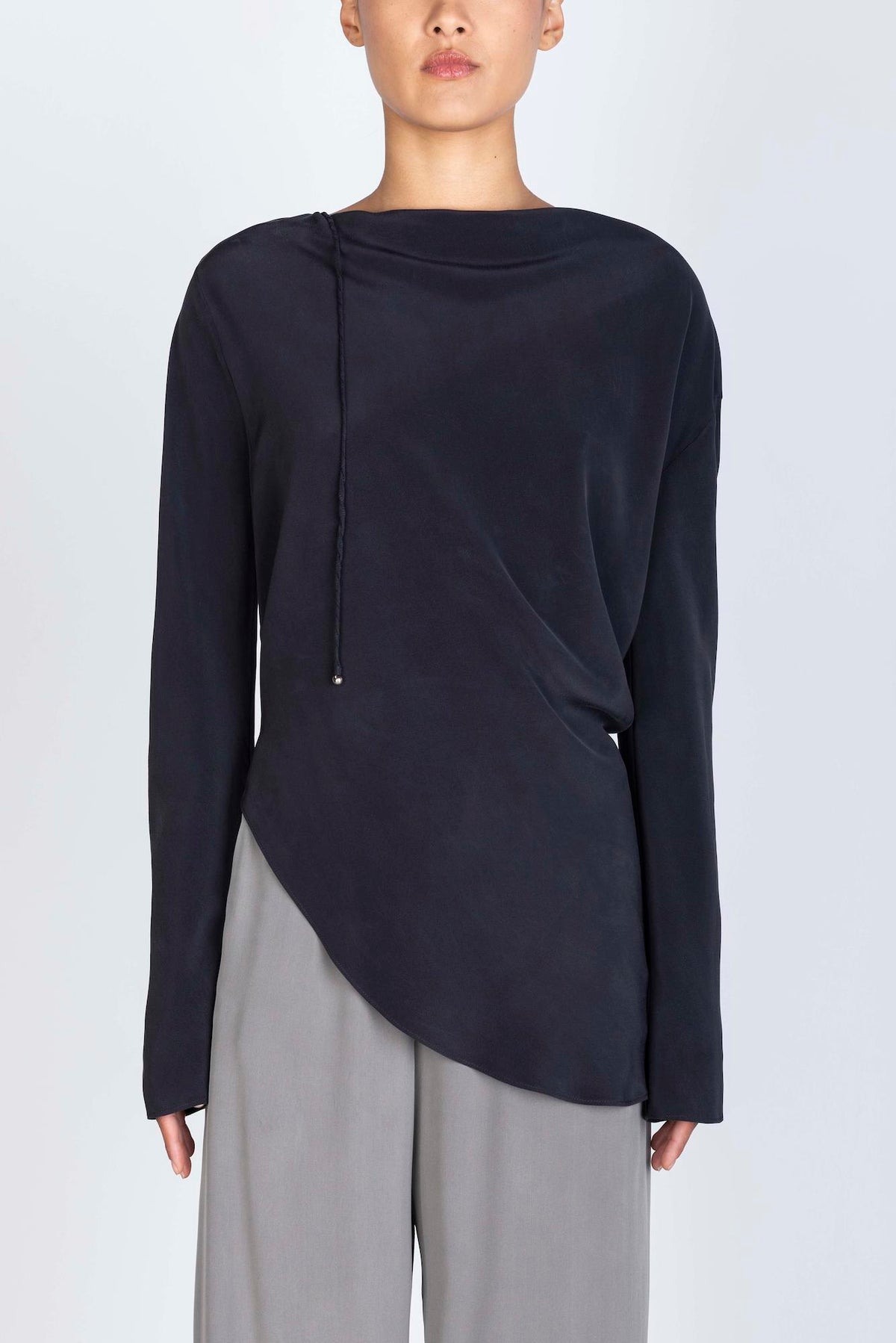 ASYMMETRIC CREPE DE CHINE BLOUSE