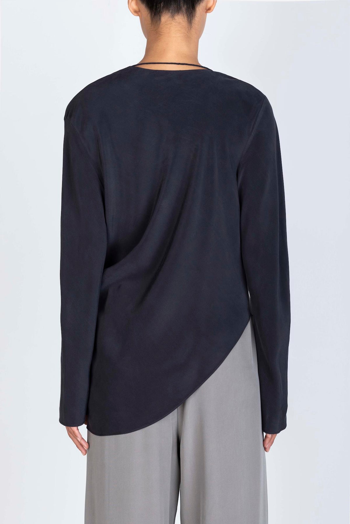 ASYMMETRIC CREPE DE CHINE BLOUSE