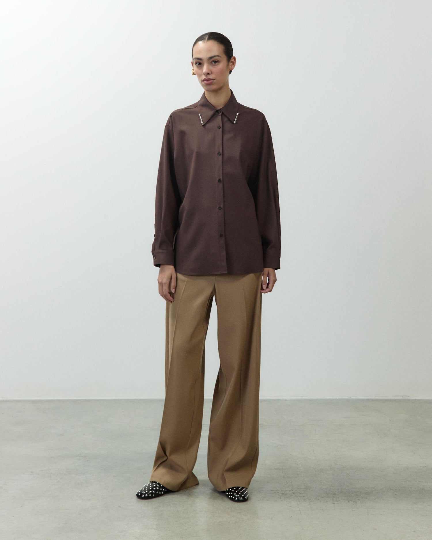 WOOL SHIRT WITH EMBROIDERY