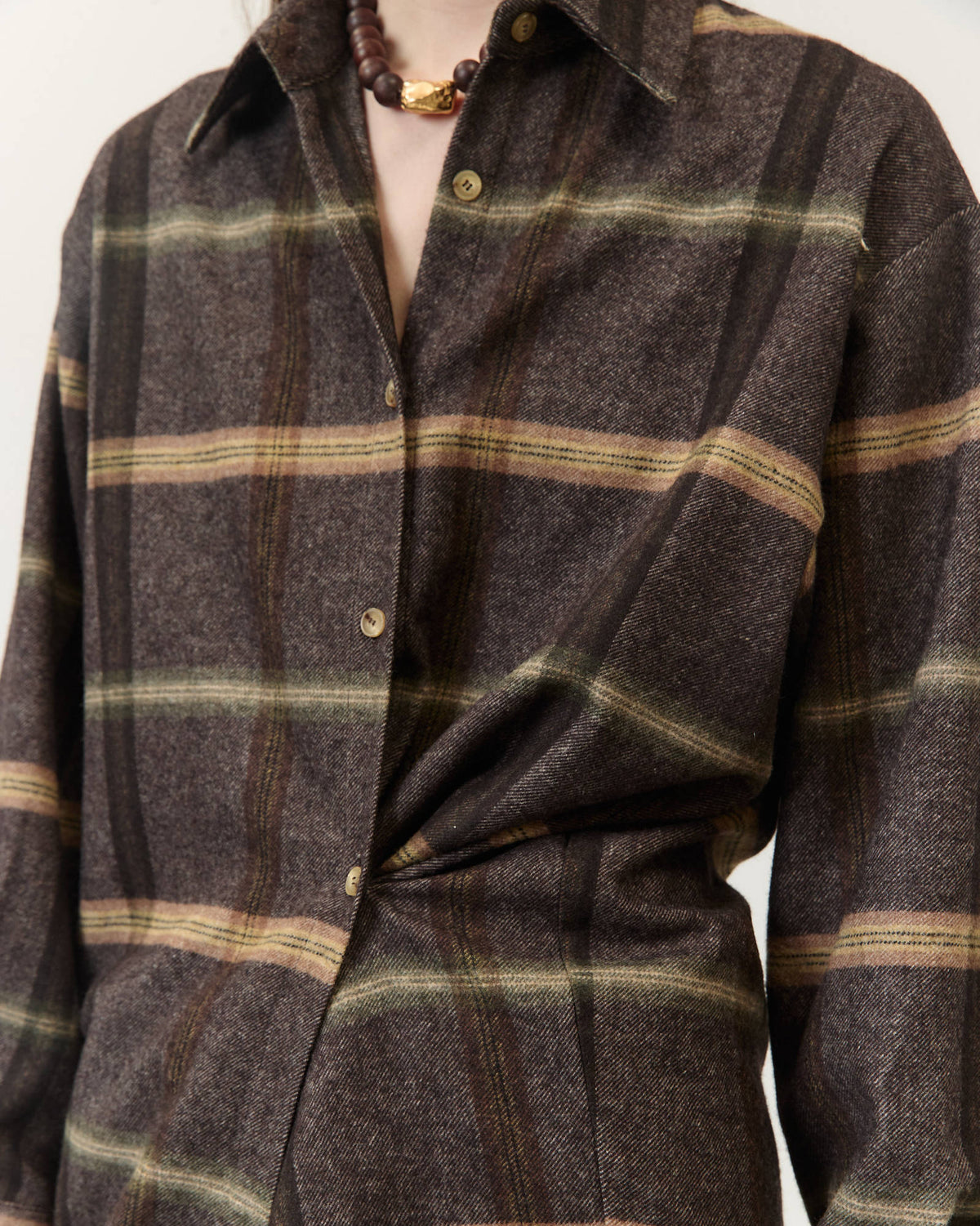 CAMICIA FLANELLA QUADRI ASIMMETRICA