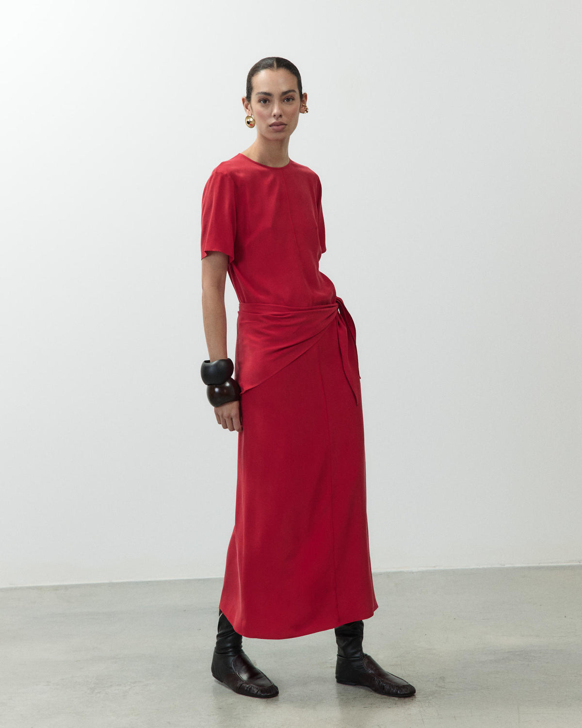 CRÊPE DE CHINE DRESS WITH SCARF