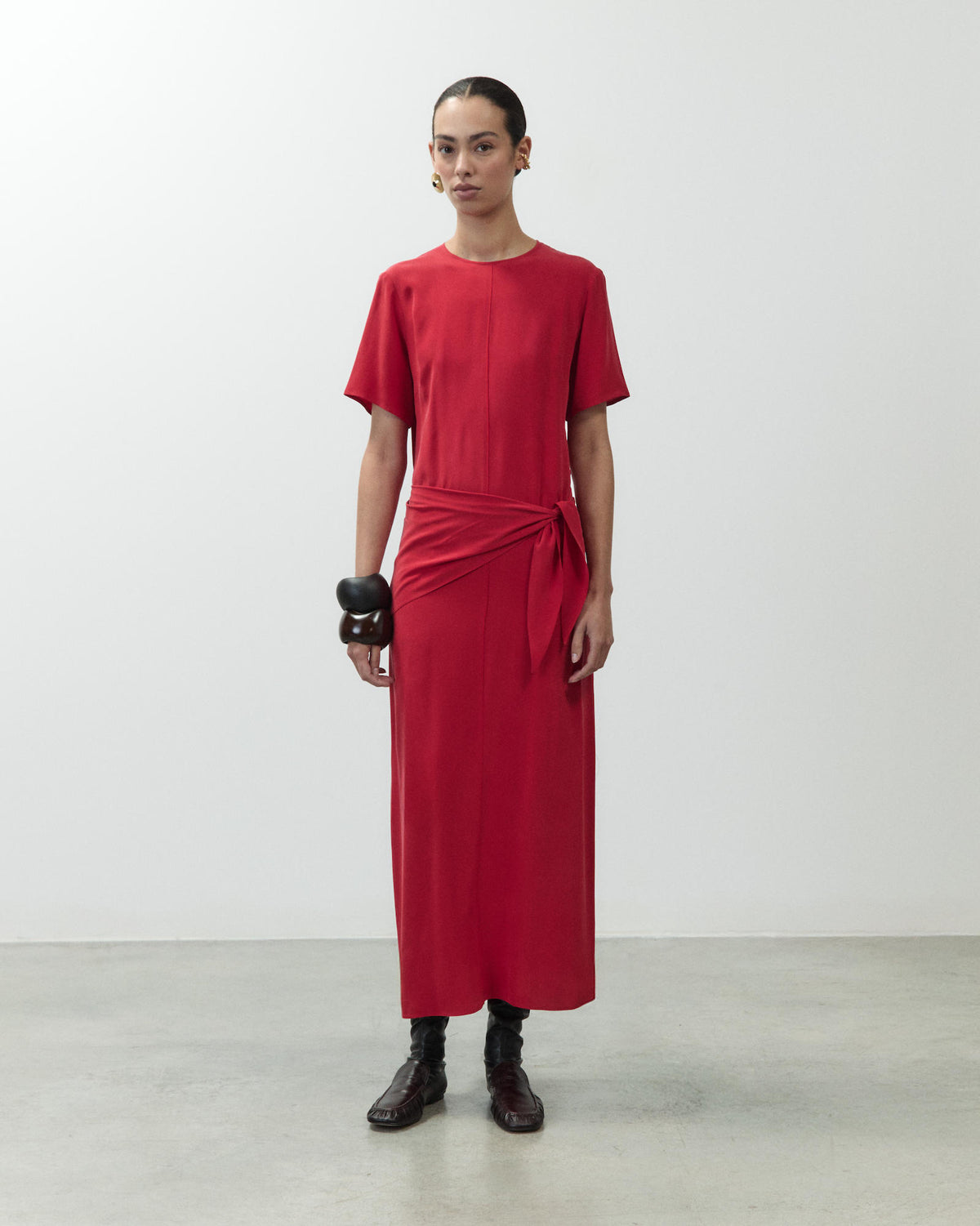 CRÊPE DE CHINE DRESS WITH SCARF
