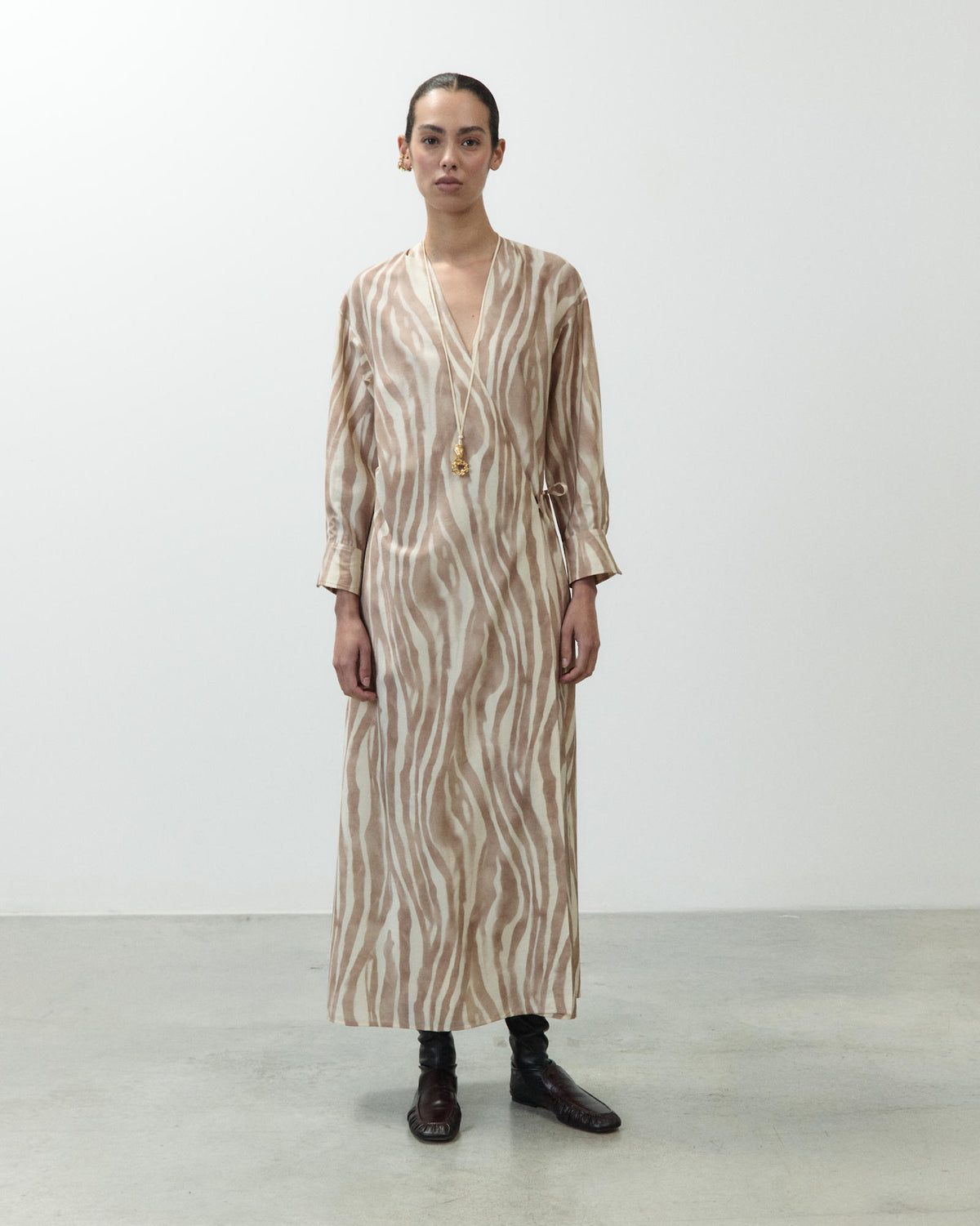 LONG PRINTED VISCOSE DRESS
