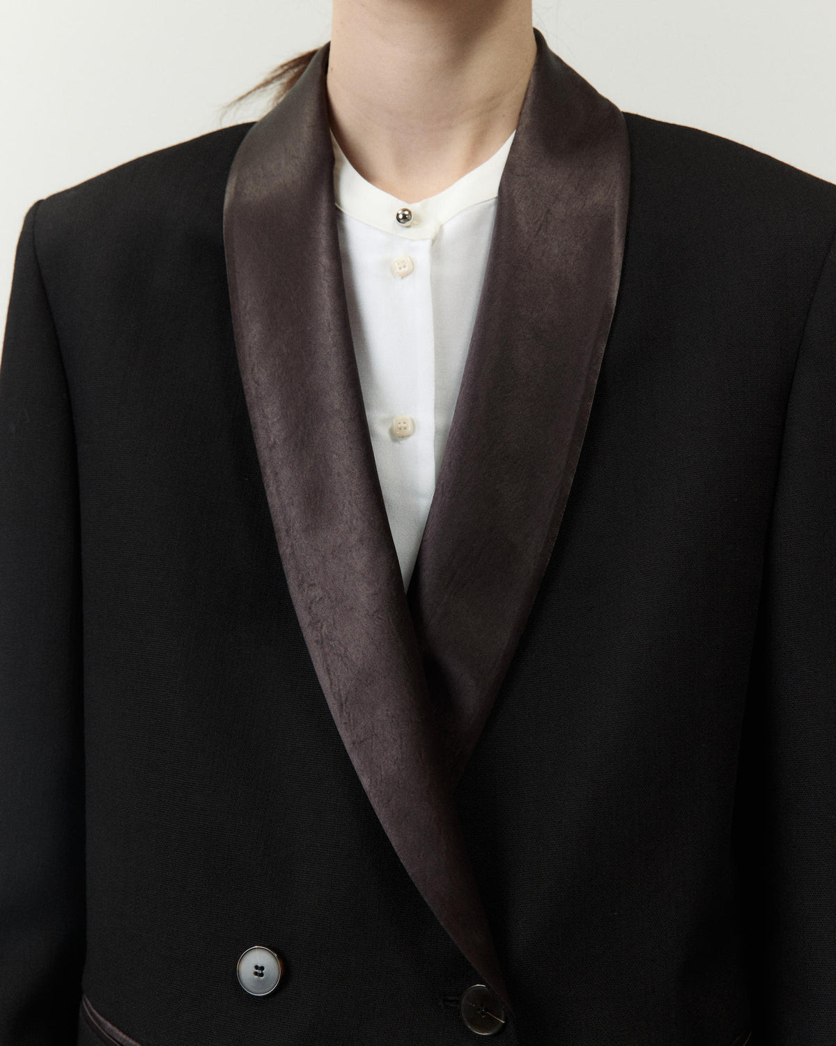 WOOL SMOCKING BLAZER