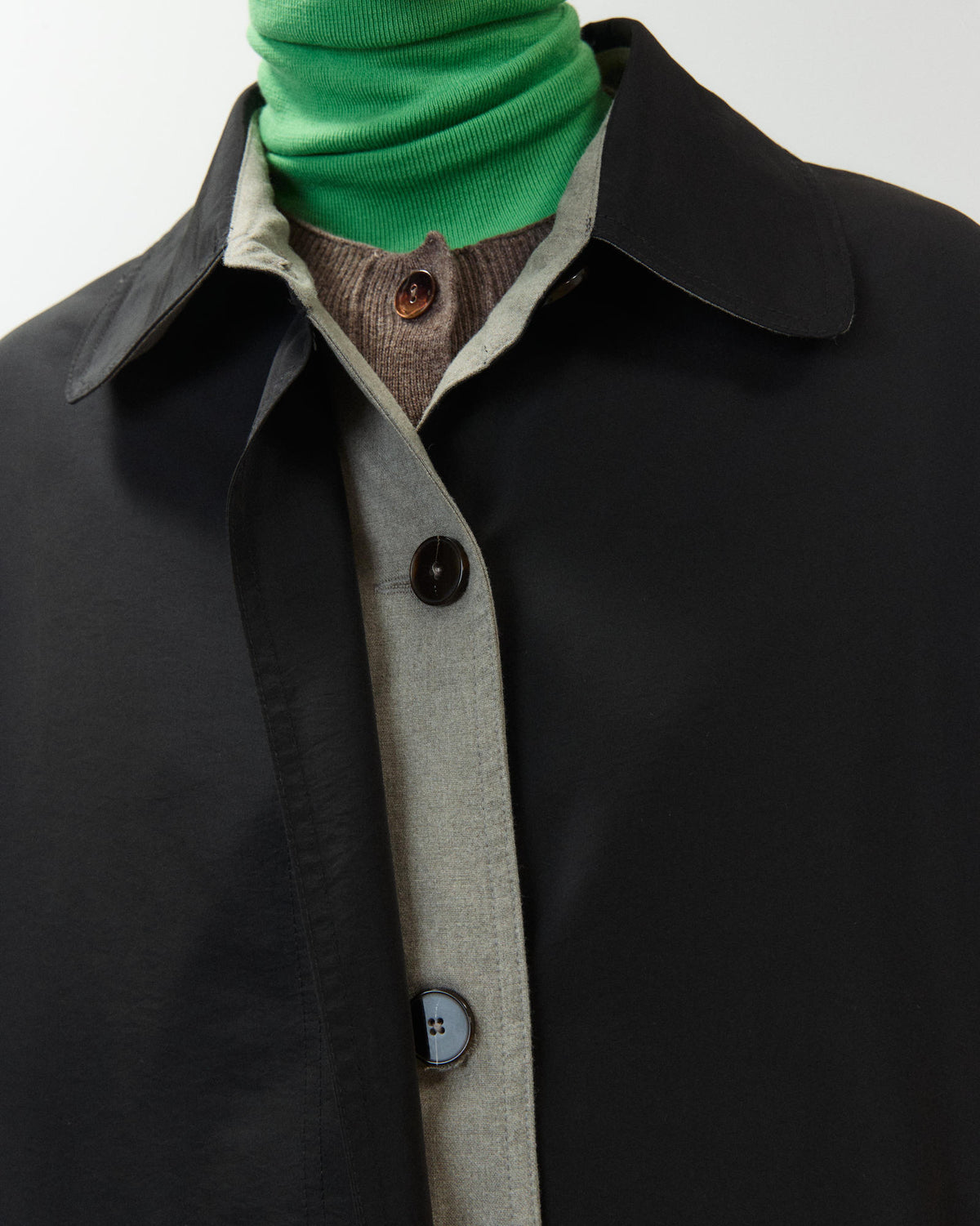 NYLON AND FLANNEL TRENCH COAT