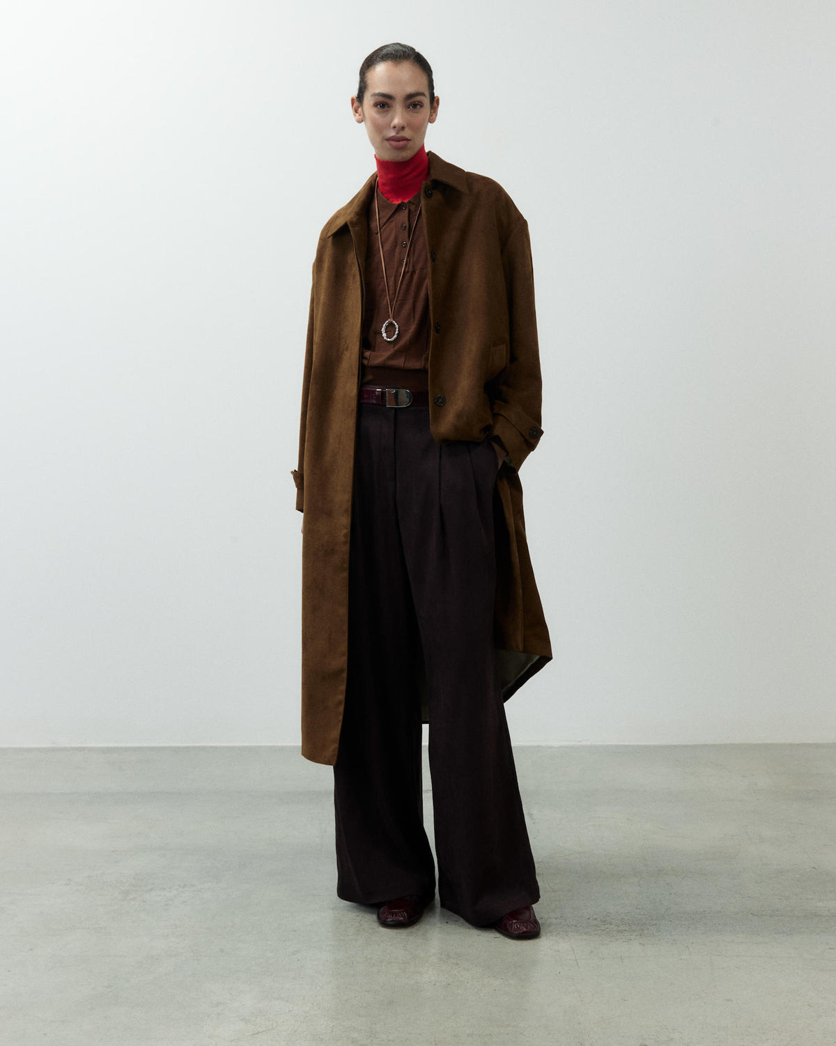 SUEDE-EFFECT TRENCH COAT