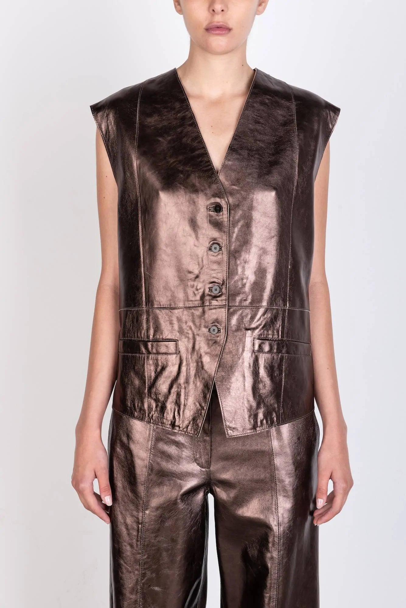 GILET SHINY LEATHER