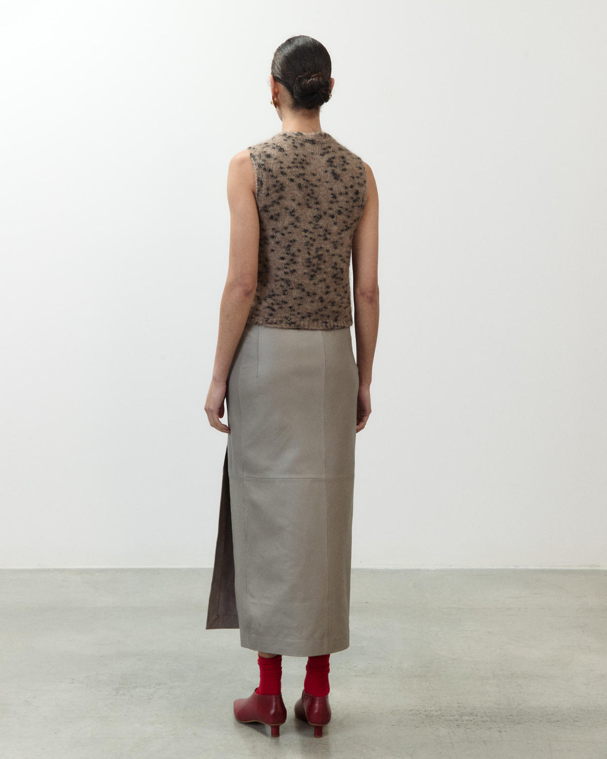 LEATHER MIDI SKIRT