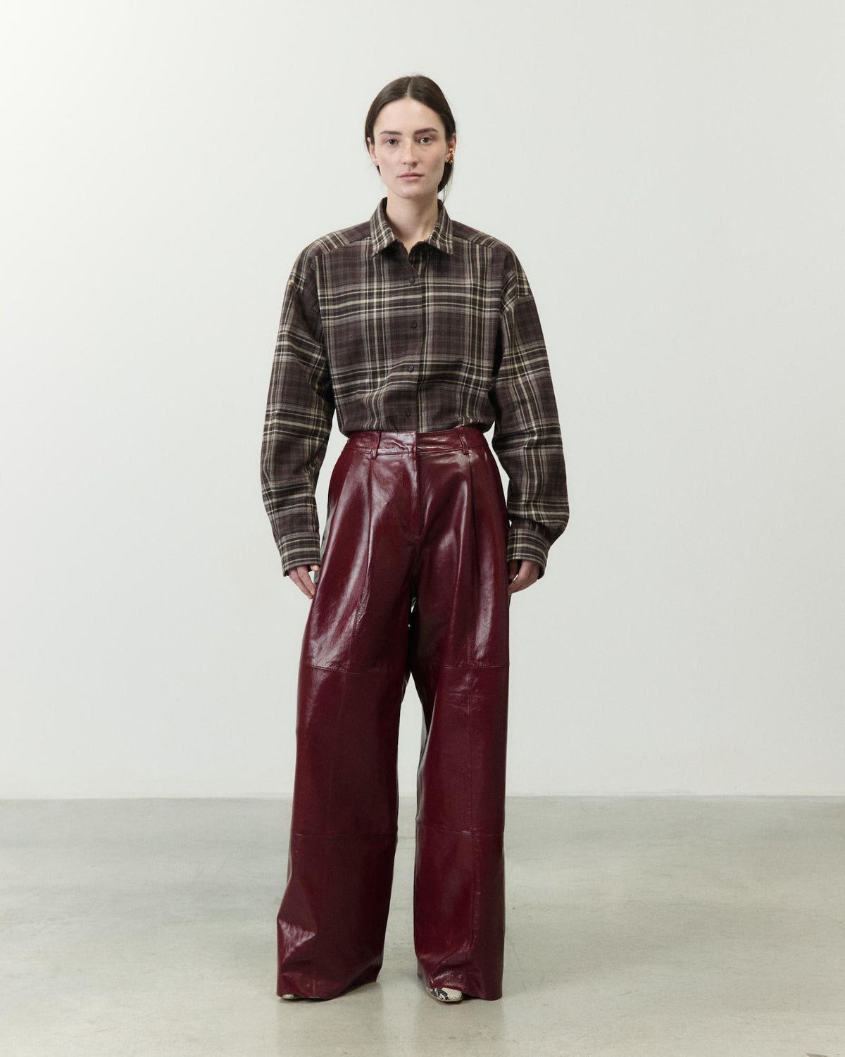 WIDE-LEG LEATHER TROUSERS