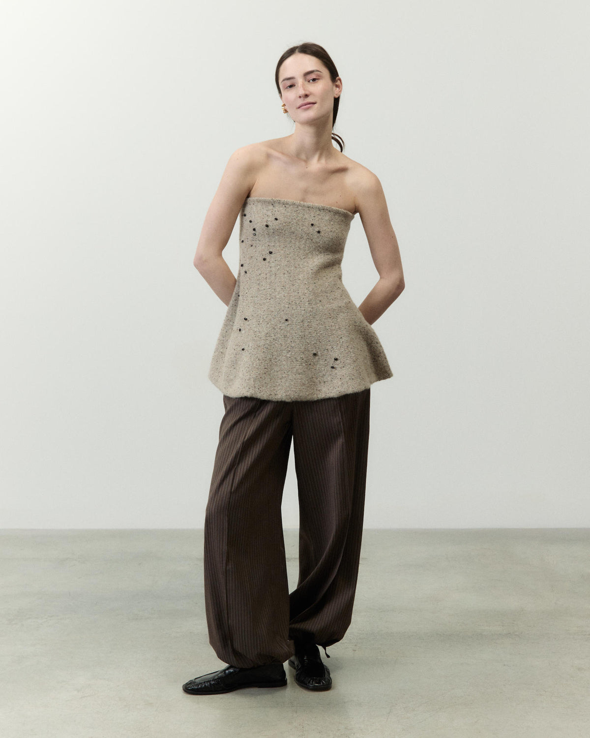 KNIT BUSTIER TOP WITH EMBROIDERY