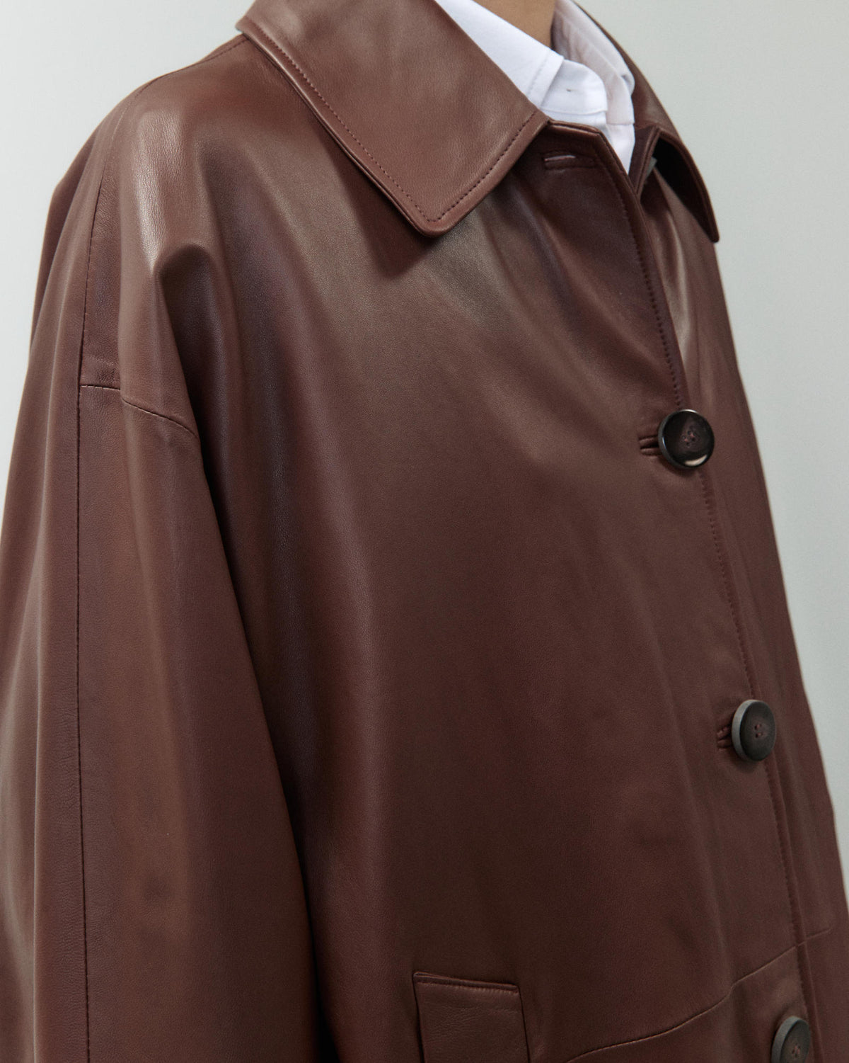 LEATHER CABAN COAT