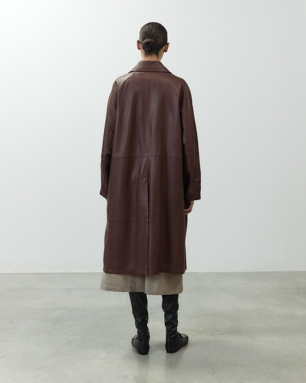LEATHER CABAN COAT