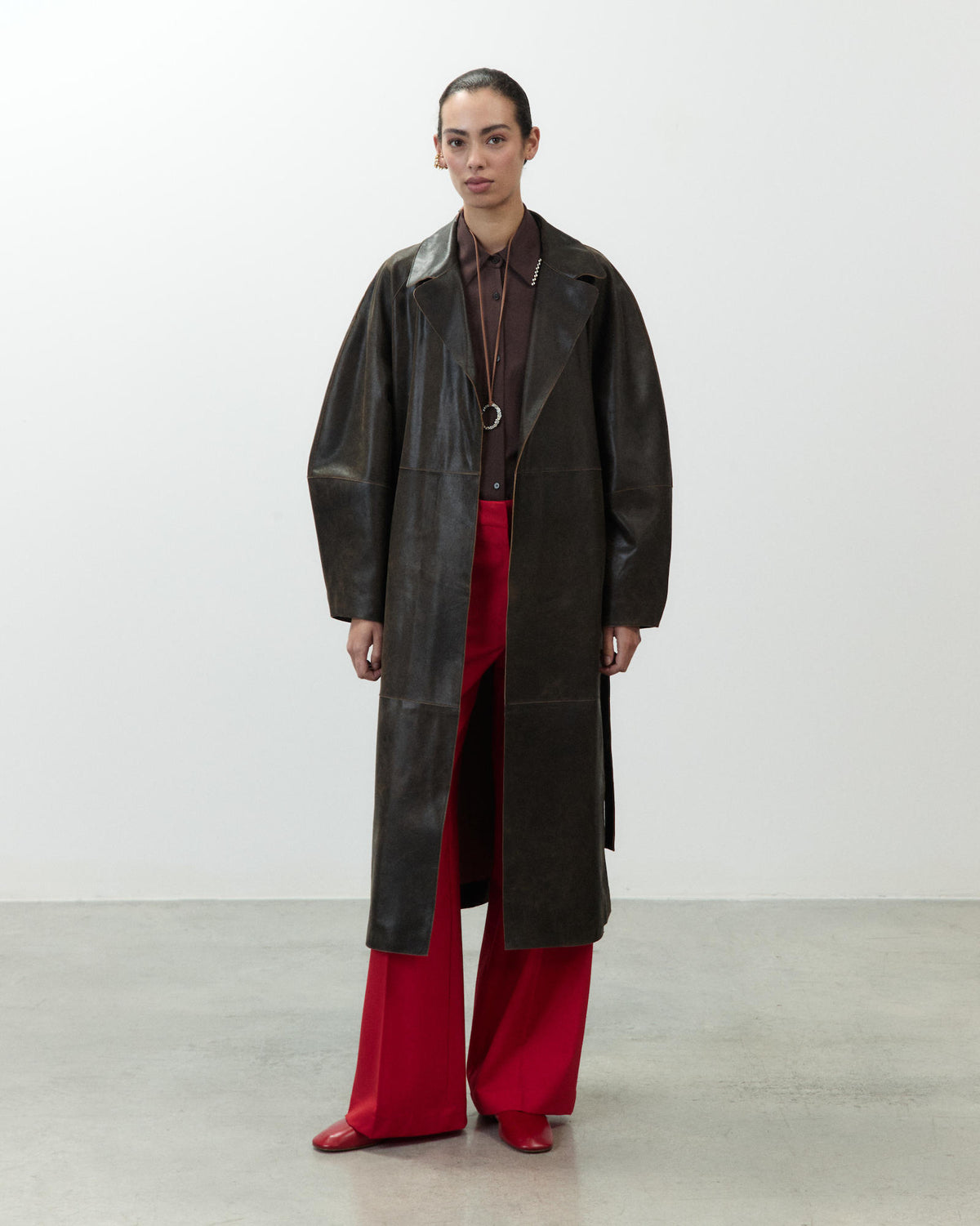 LONG LEATHER COAT