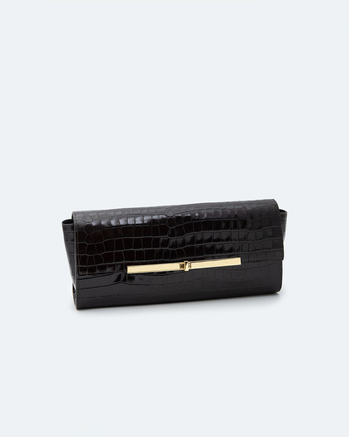 CROCODILE-EFFECT LEATHER CLUTCH BAG