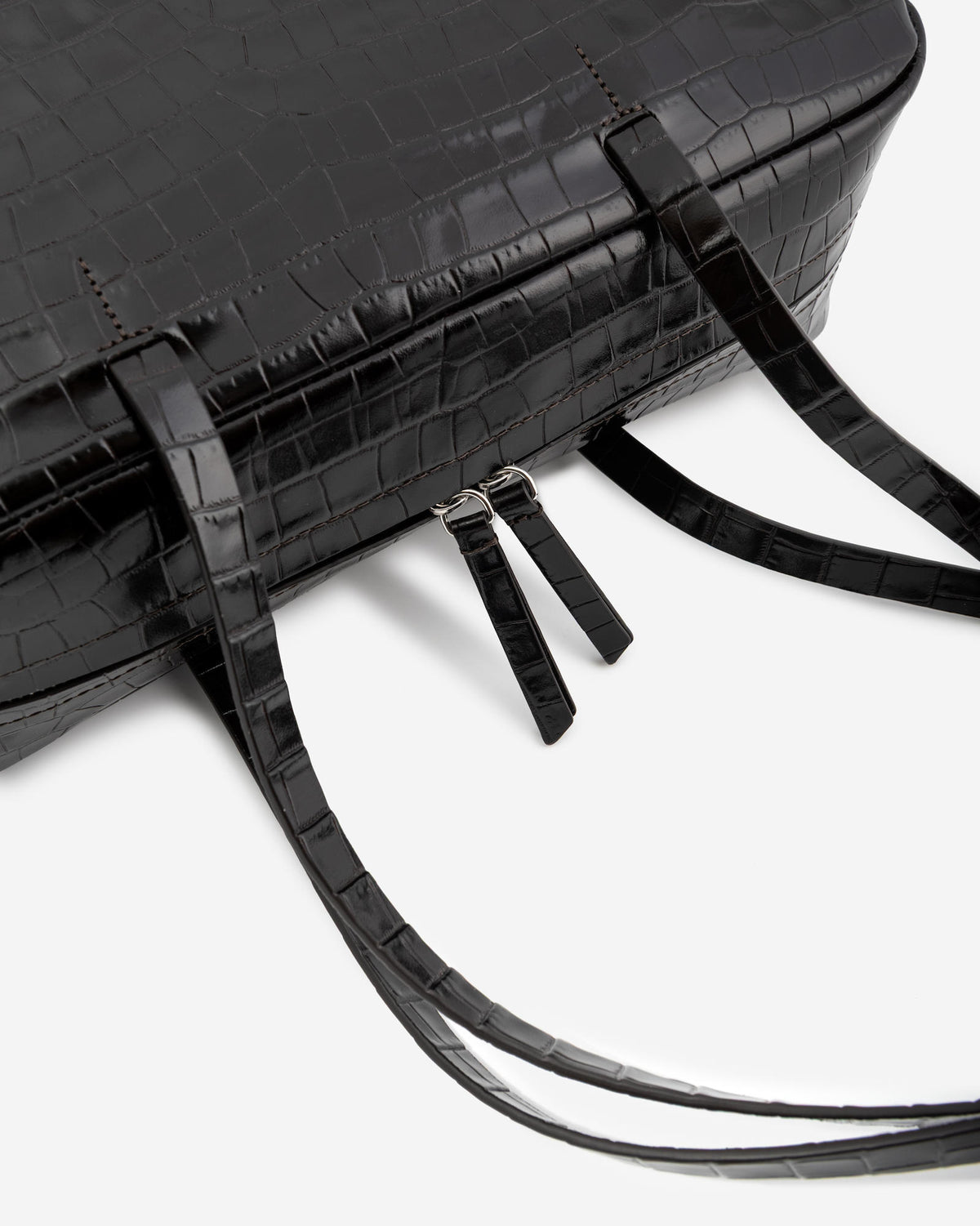 CROCODILE-EFFECT LEATHER BOWLING BAG