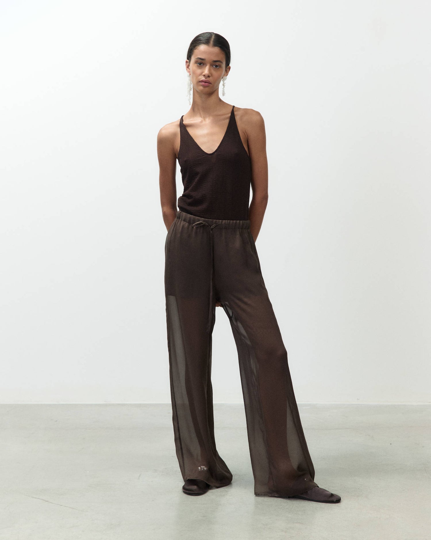 LONG CHIFFON TROUSERS