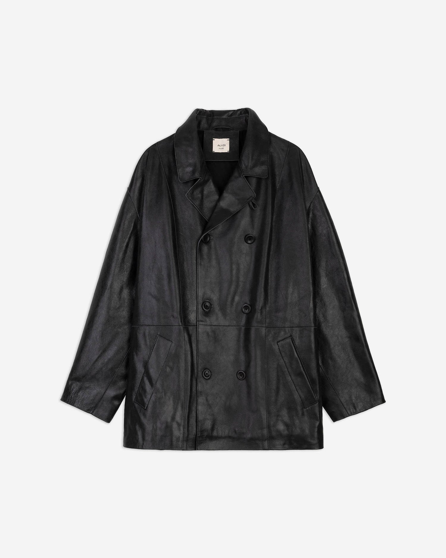 LEATHER PEA COAT