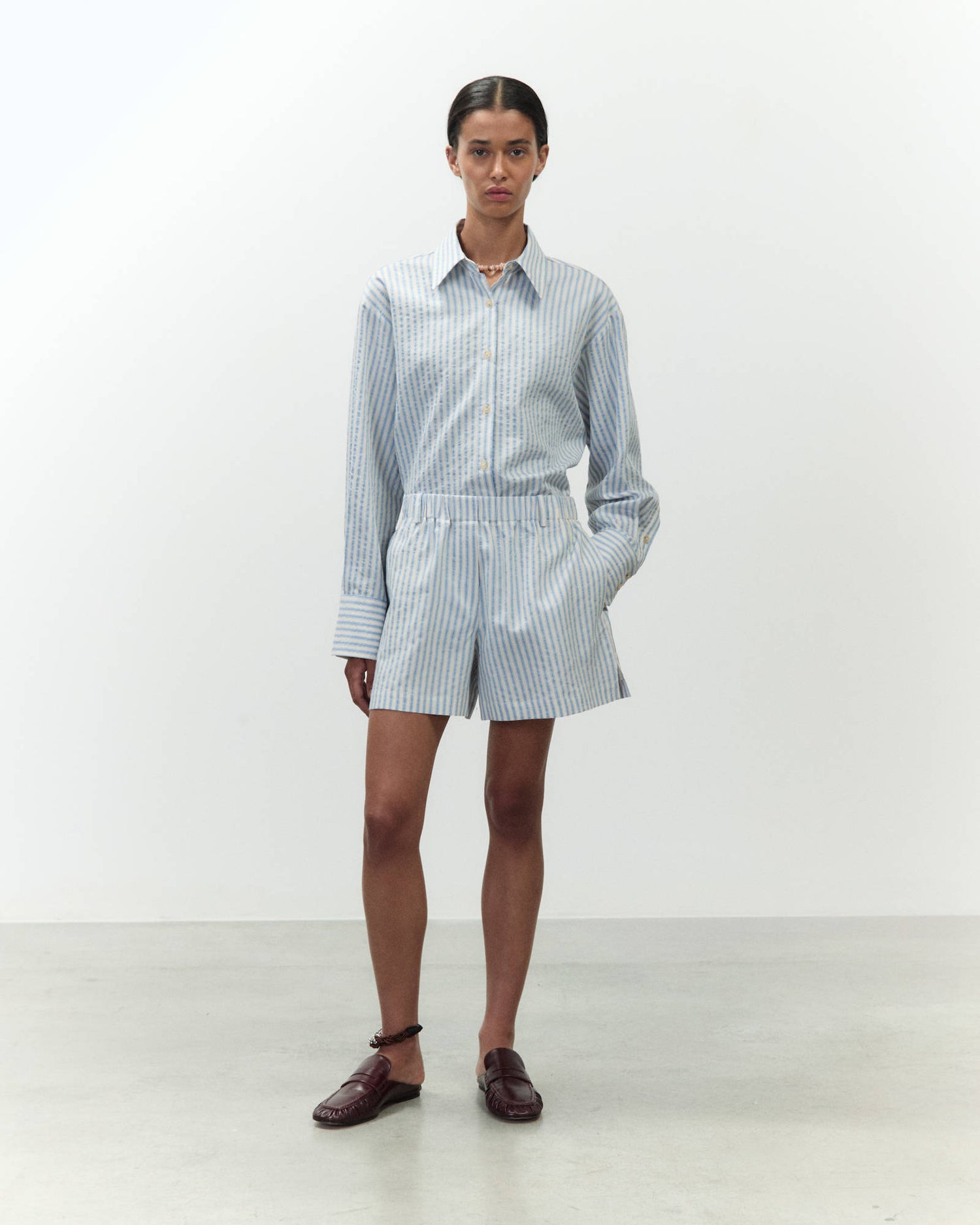 STRIPED COTTON SHORTS