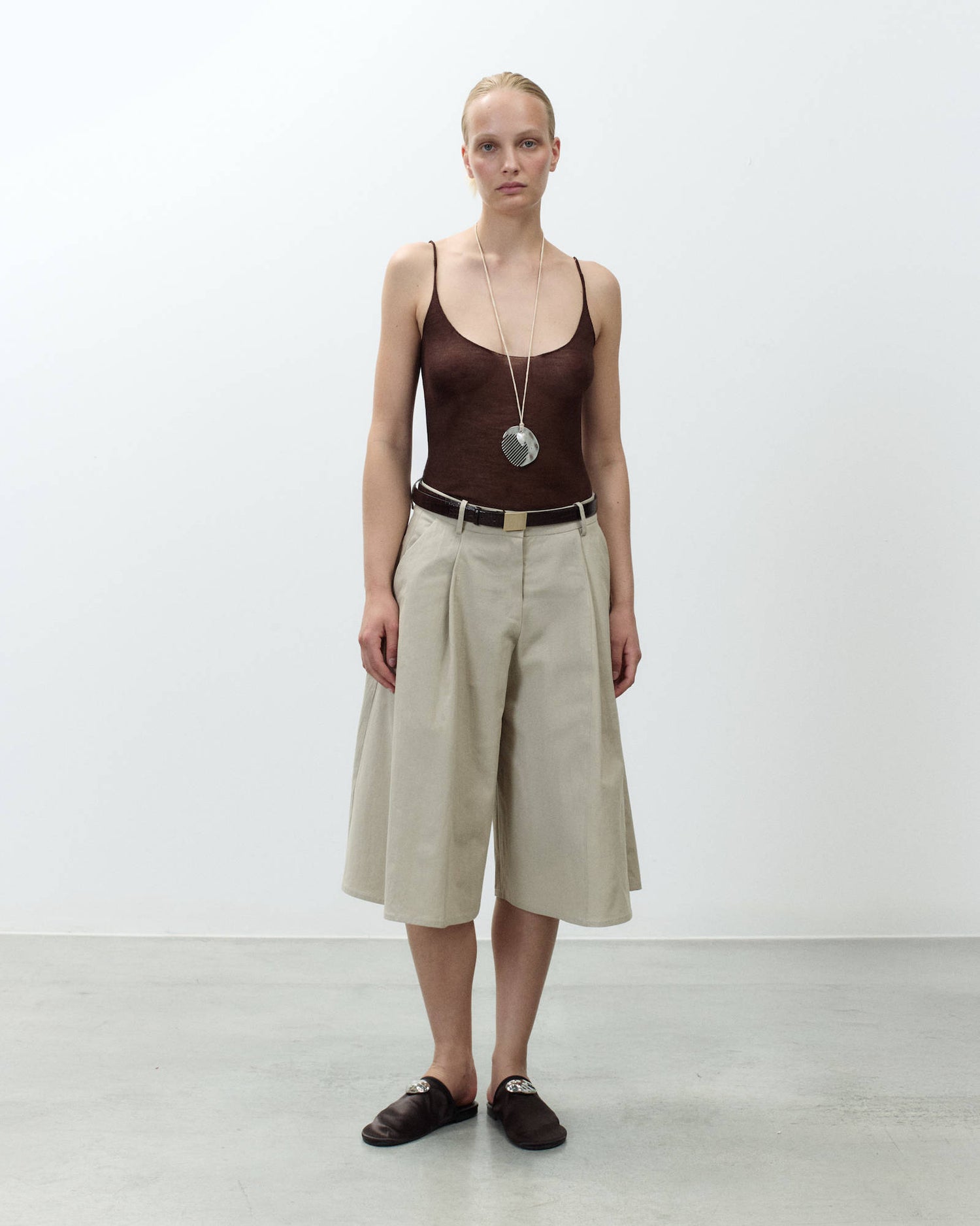 Wide Crinkle Bermuda Shorts