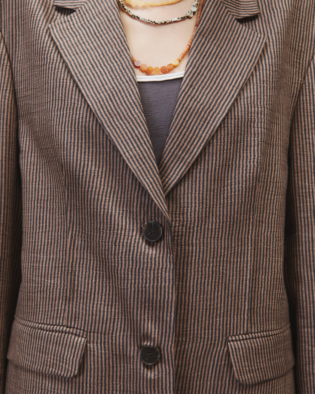 SINGLE BREASTED BLAZER MICRO STRIPE Choco