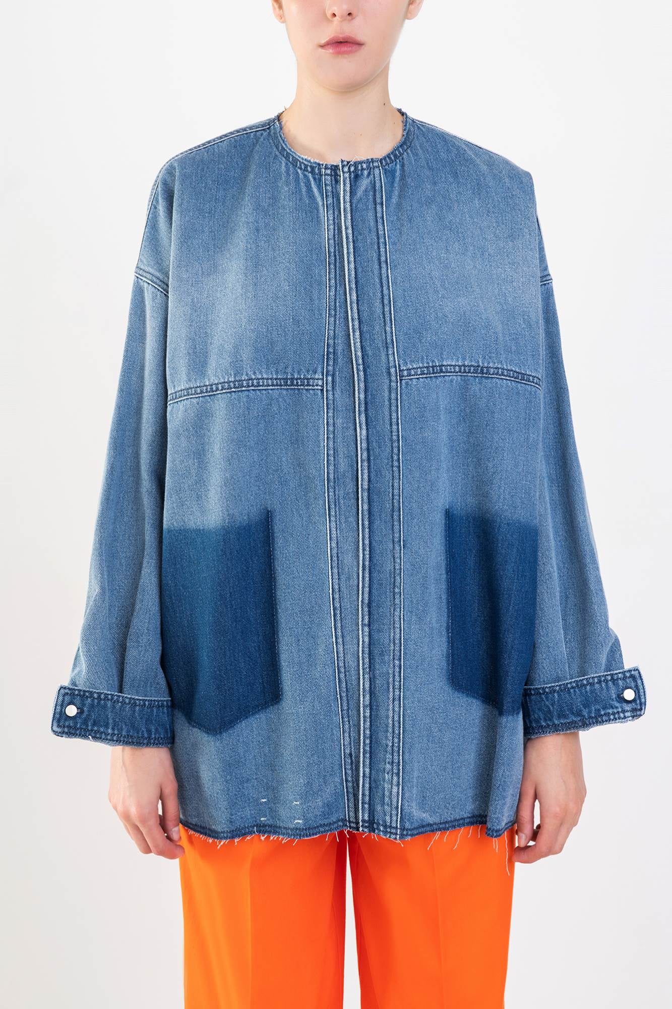 DENIM OVERSHIRT WITHOUT BUTTONS