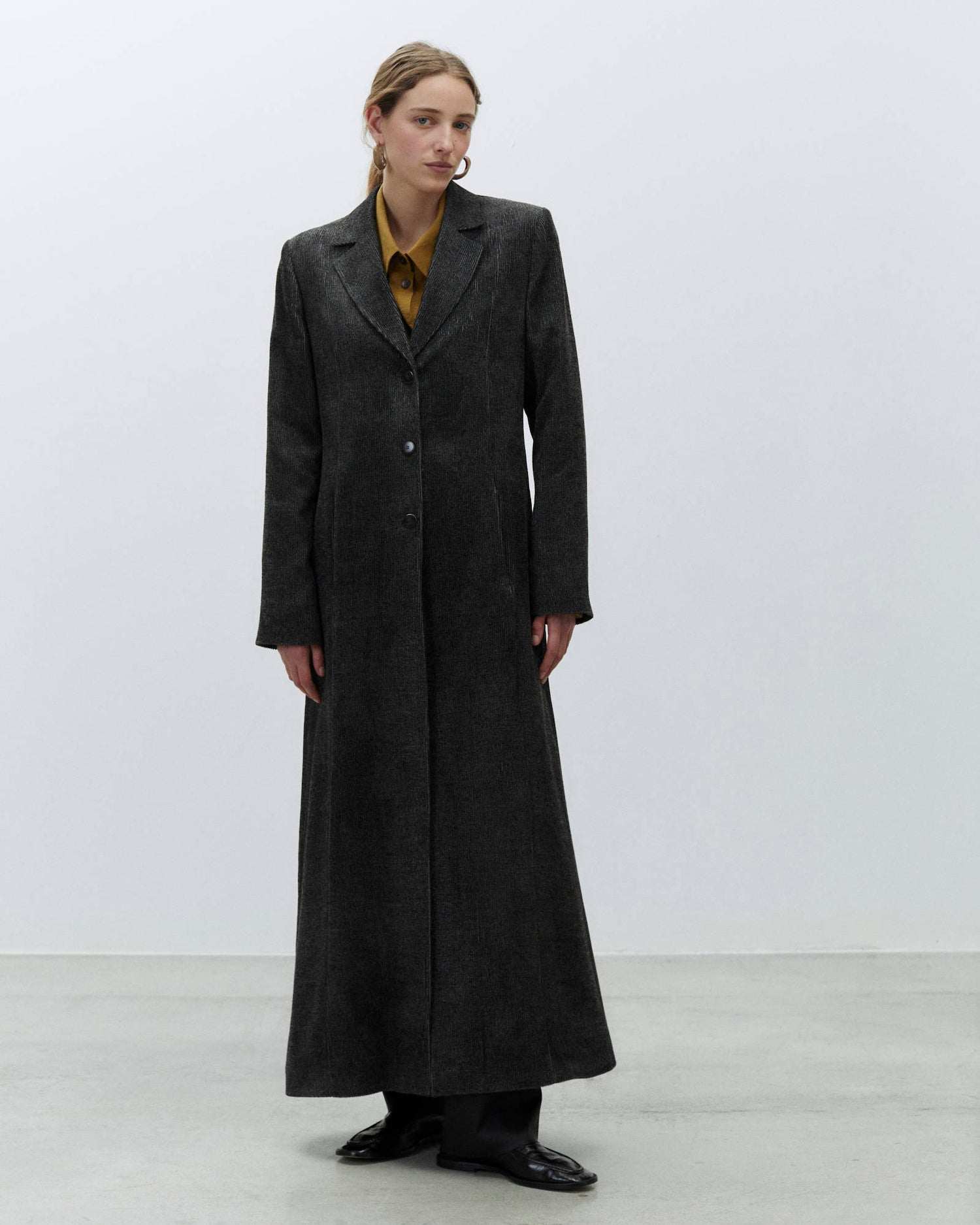 LONG MELANGE VELVET COAT