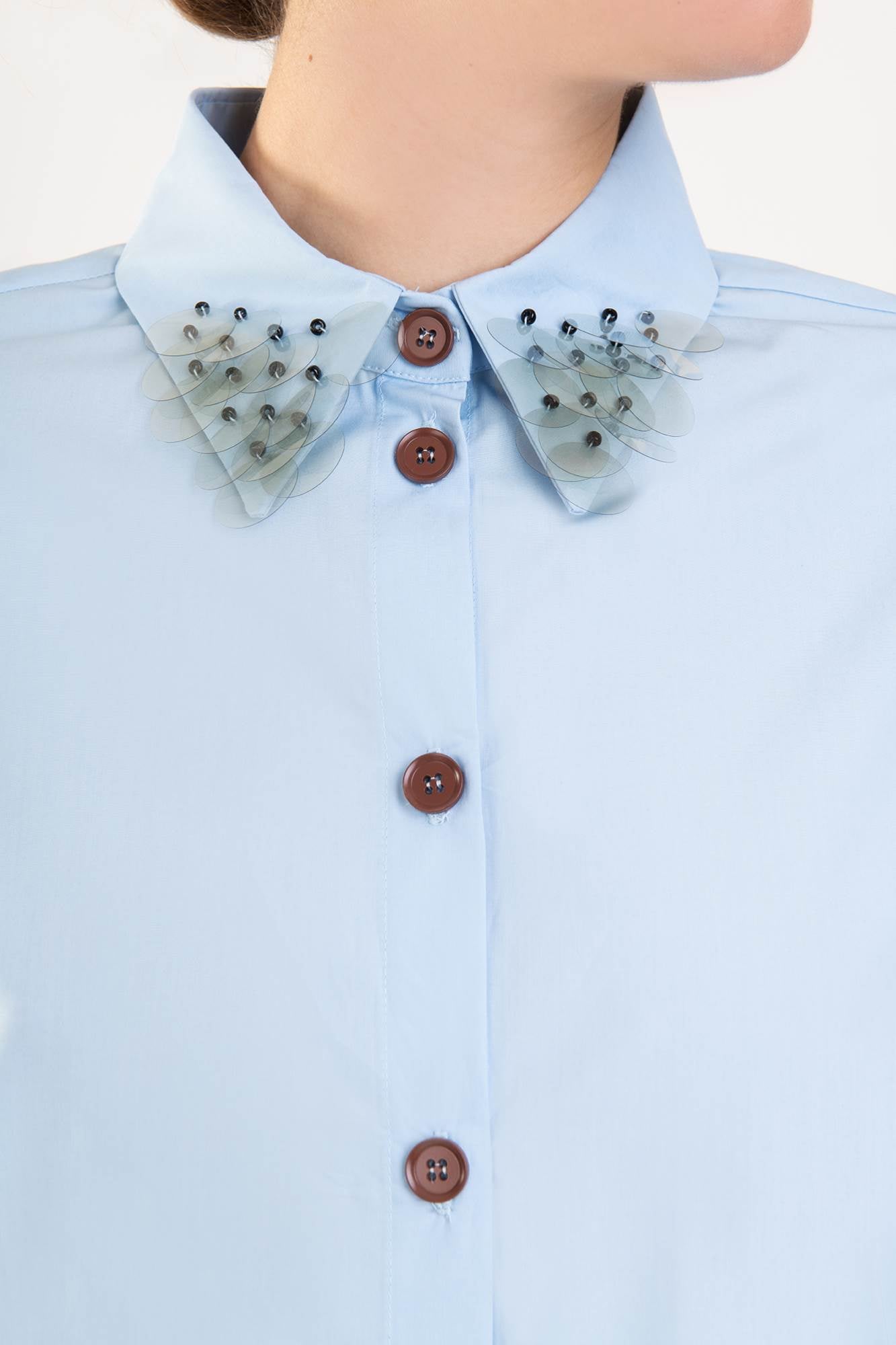 OVERALL SHIRT WITH EMBROIDERED COLLAR