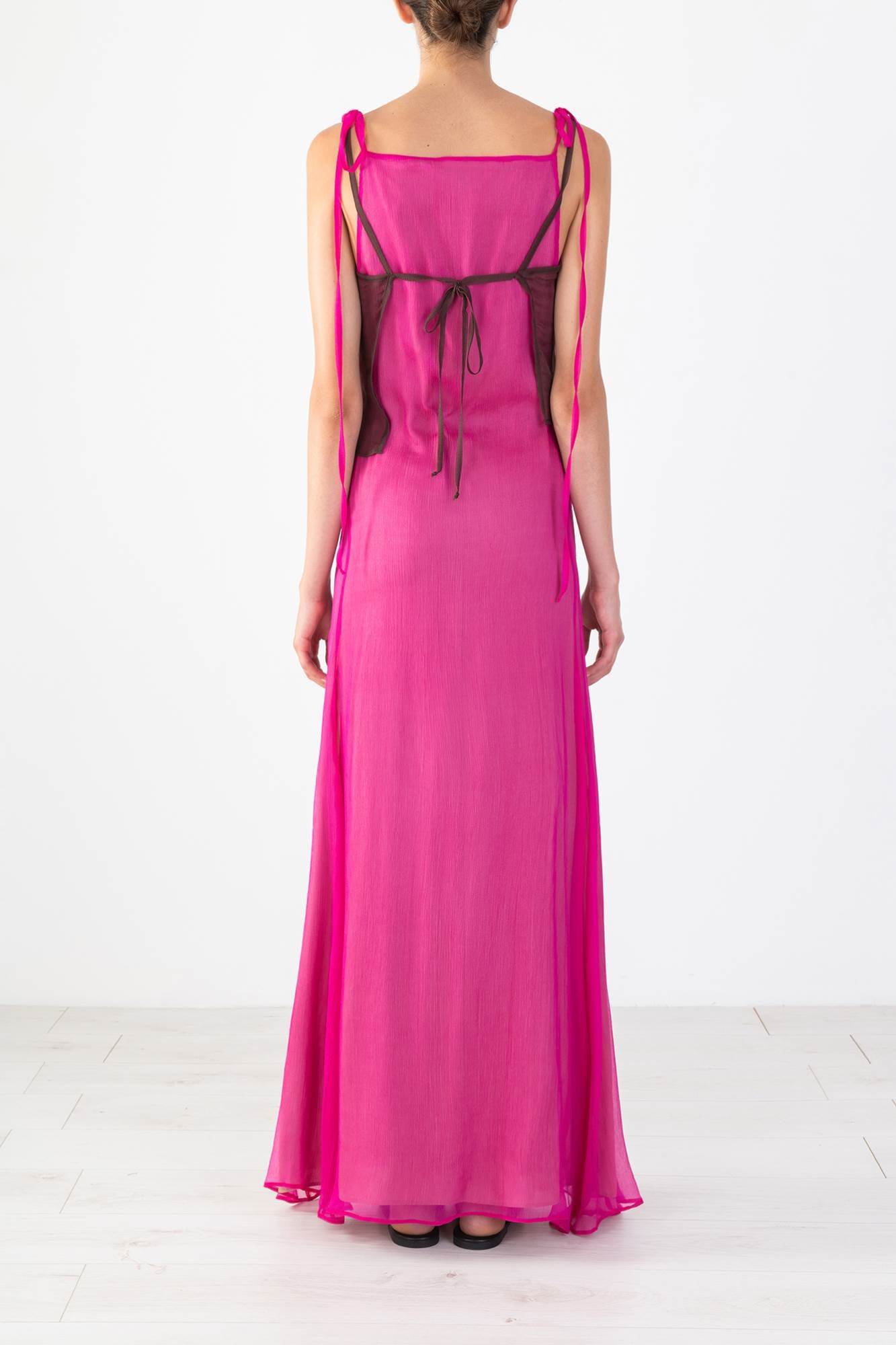 long two-piece dress in transparent silk