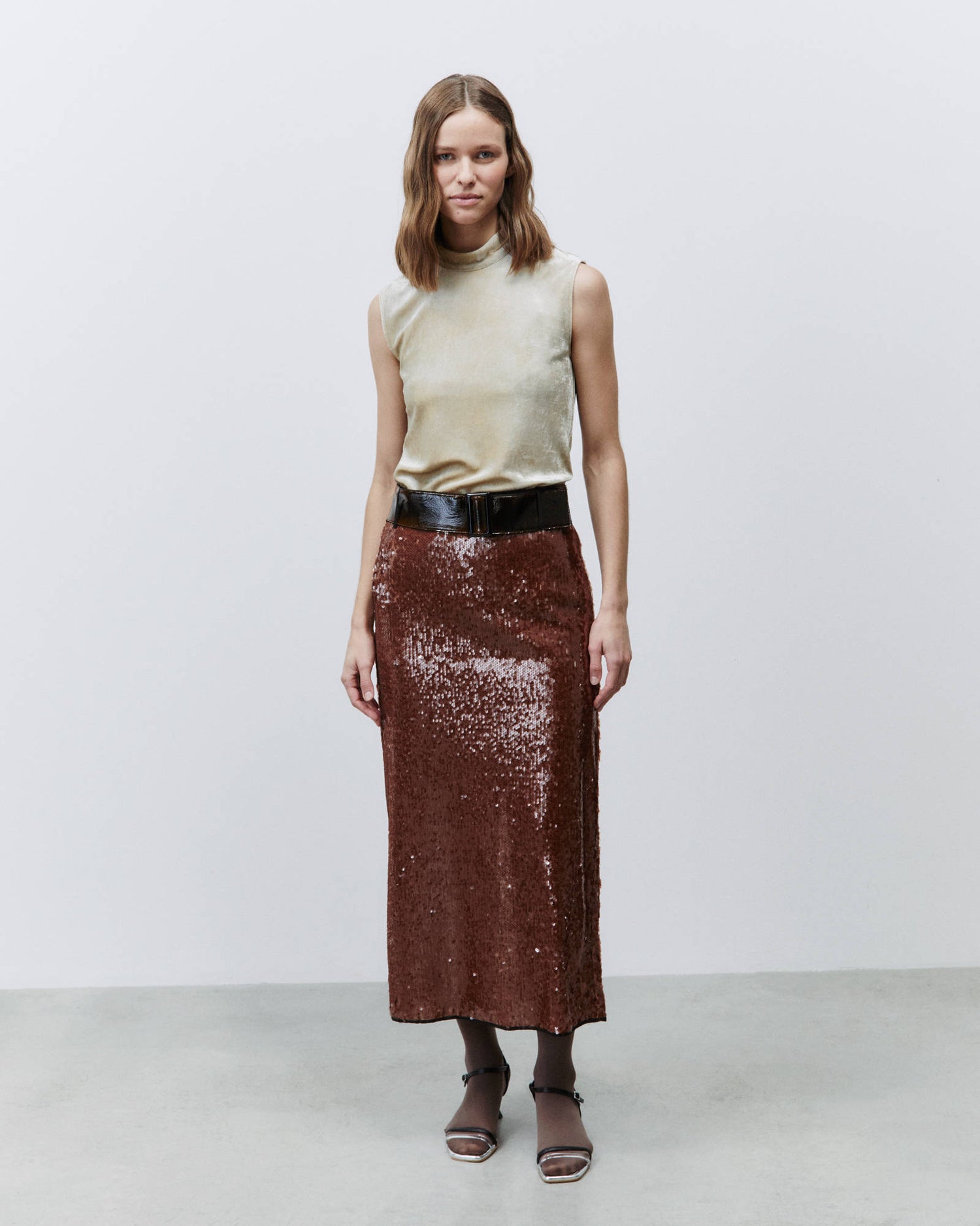 CINNAMON SEQUINED LOUNGE SKIRT