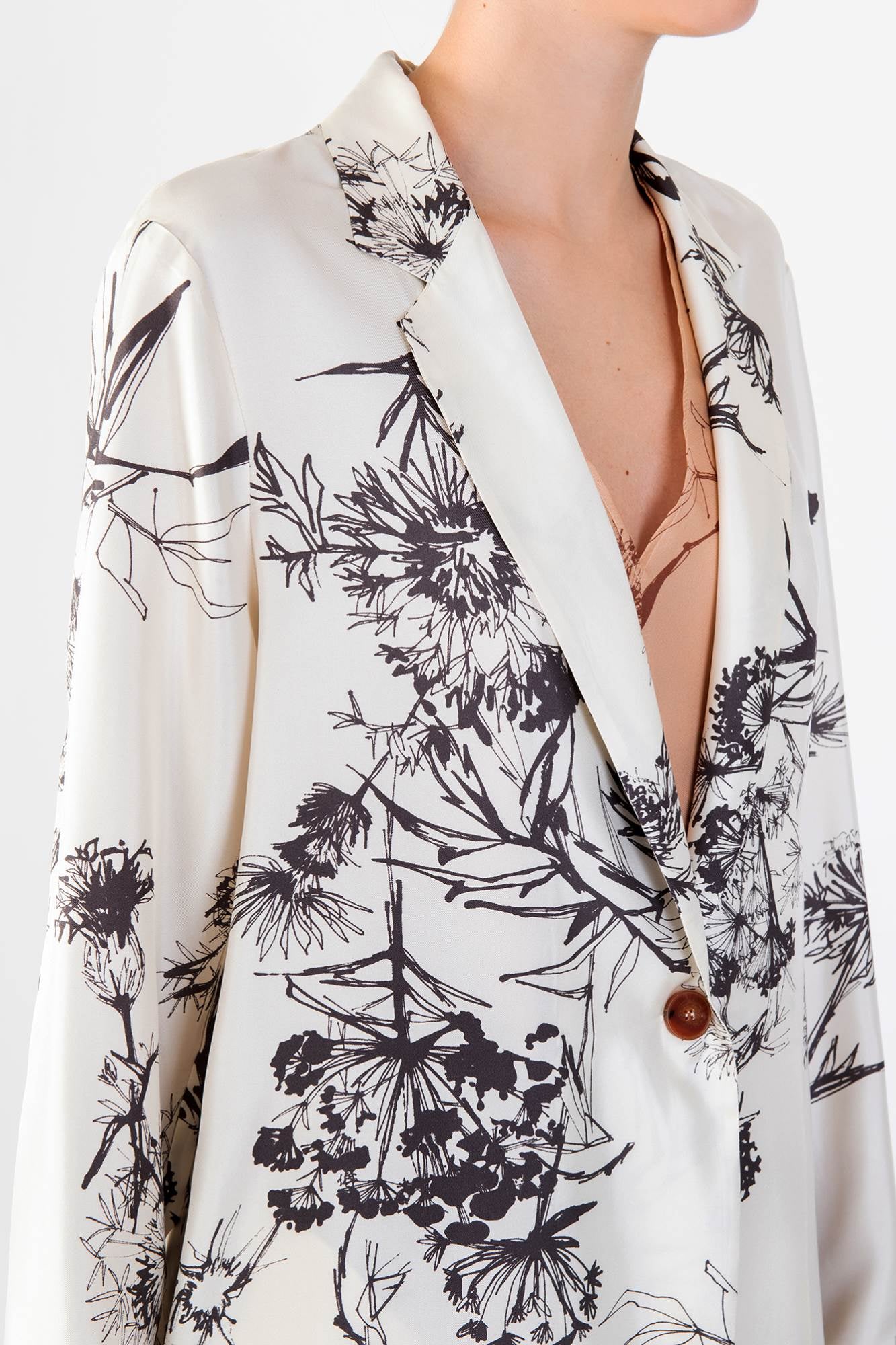 TAILORED DUSTER COAT WITH “DANDY LION” PRINT