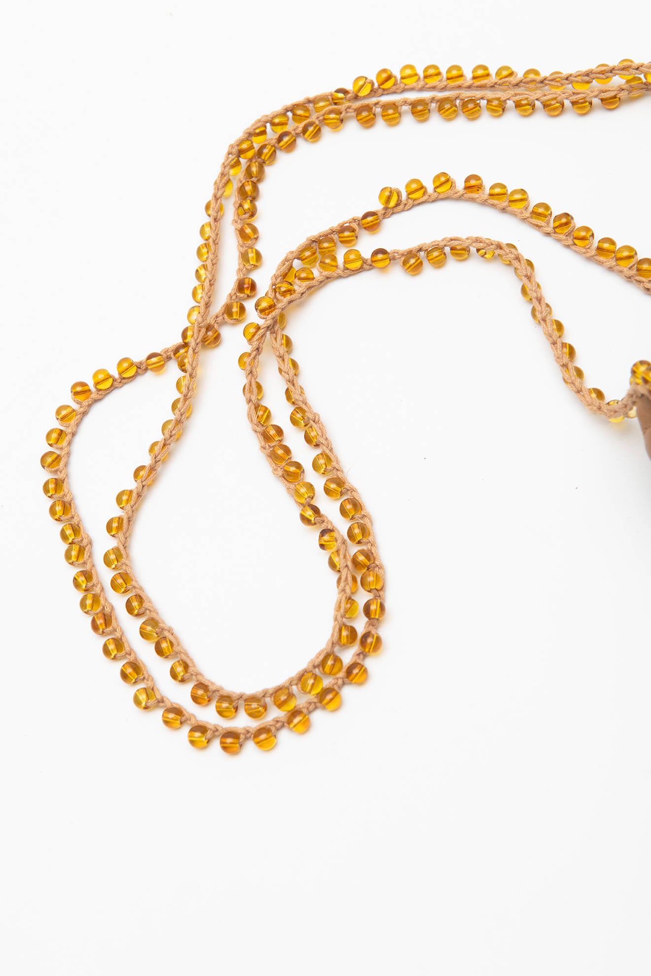 BEADED CROCHET MIDI BAG Cognac