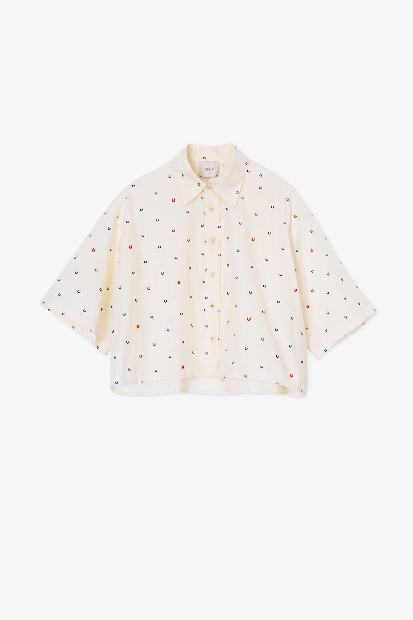 CROPPED POPLIN EMBROIDERED SHIRT