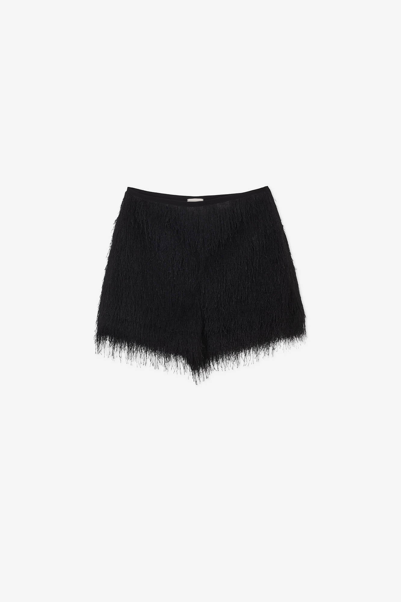 SHORTS IN FRINGED FABRIC Black