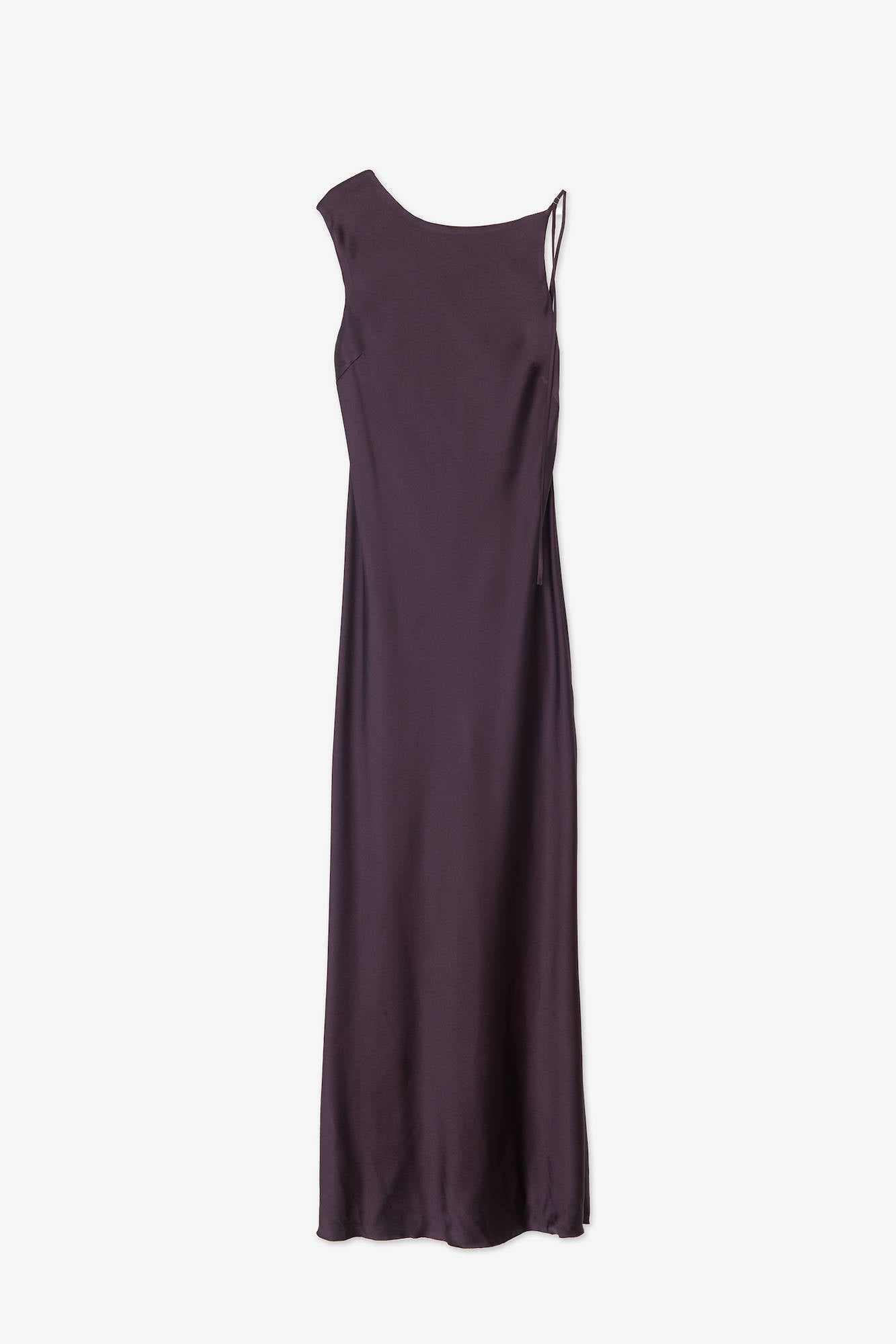 ASYMMETRIC SATIN DRESS Eggplant