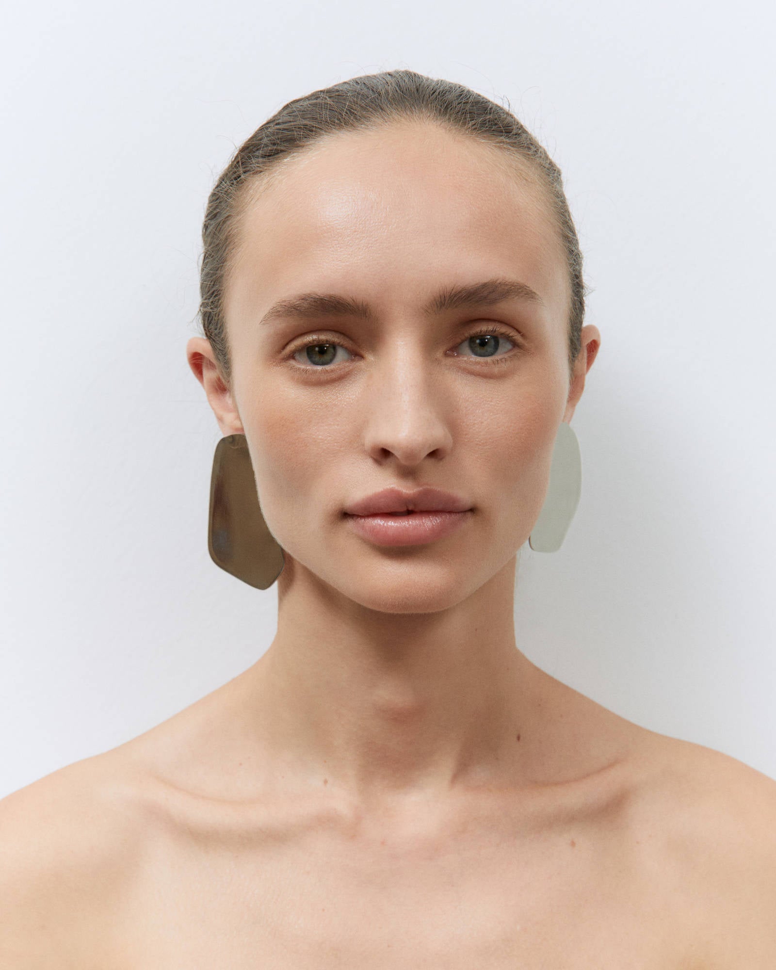 IRREGULAR EARRINGS MIRROR PLATES SILVER